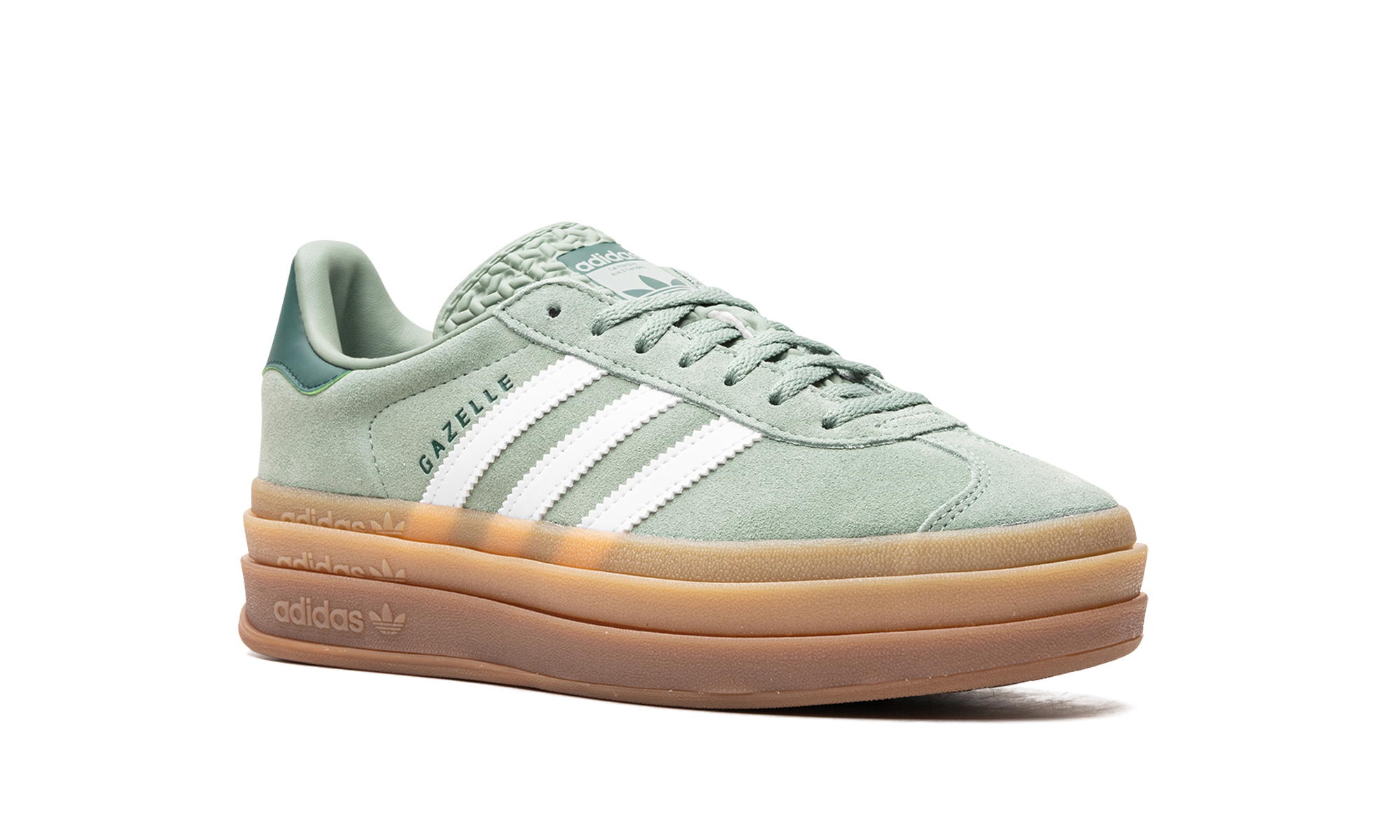 adidas gazelle bold silver green gum womens+ID6998+diagnol right view