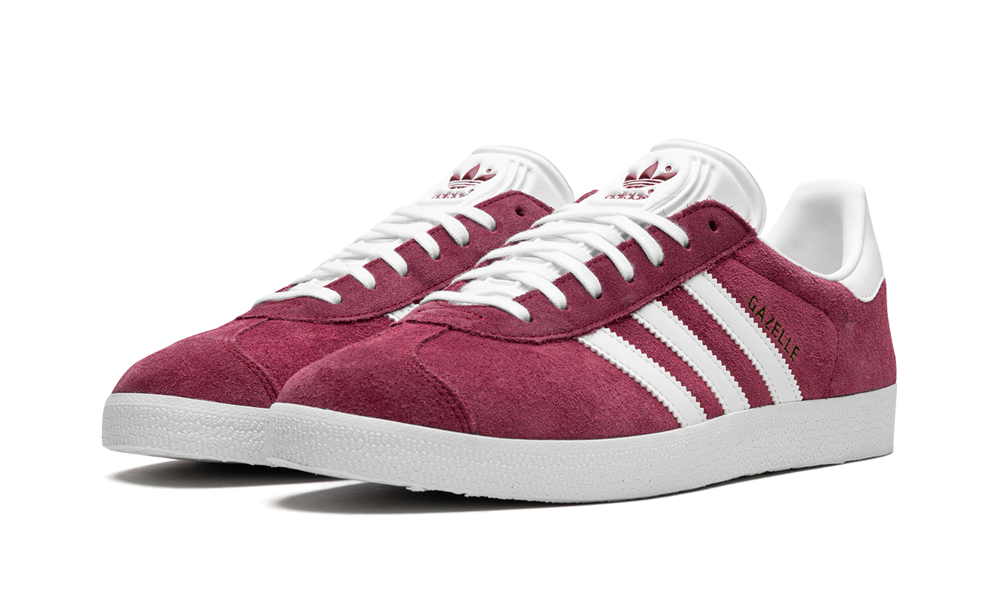 adidas gazelle collegiate burgundy white+B41645+diagnol left view