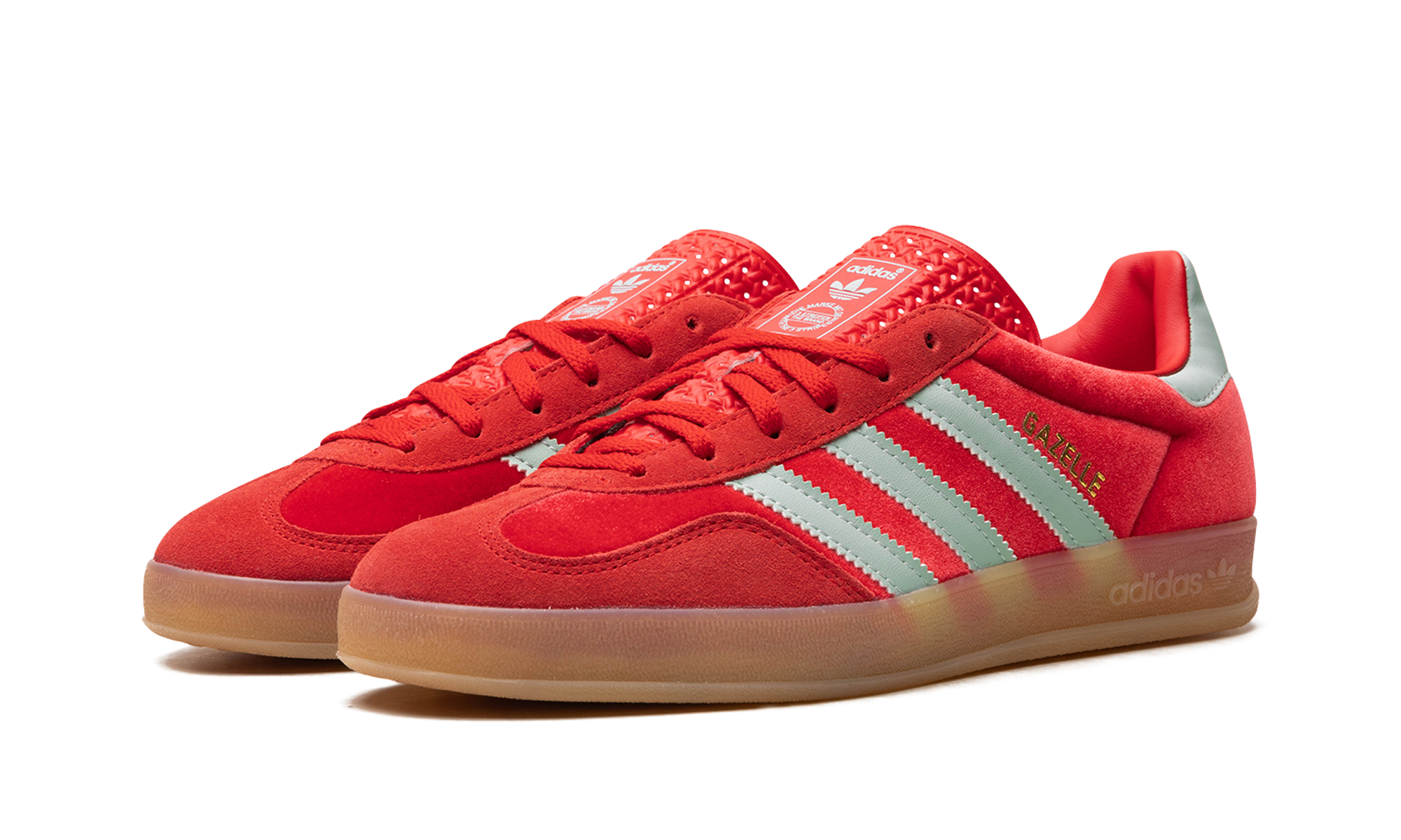 adidas gazelle indoor better scarlet hazy green women s+IG6786+diagnol left view