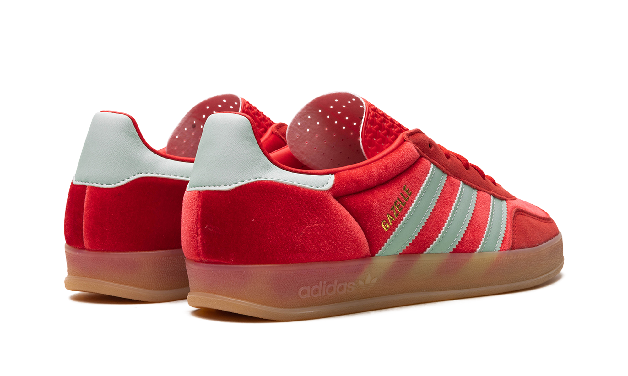 adidas gazelle indoor better scarlet hazy green women s+IG6786+diagnol right behind view