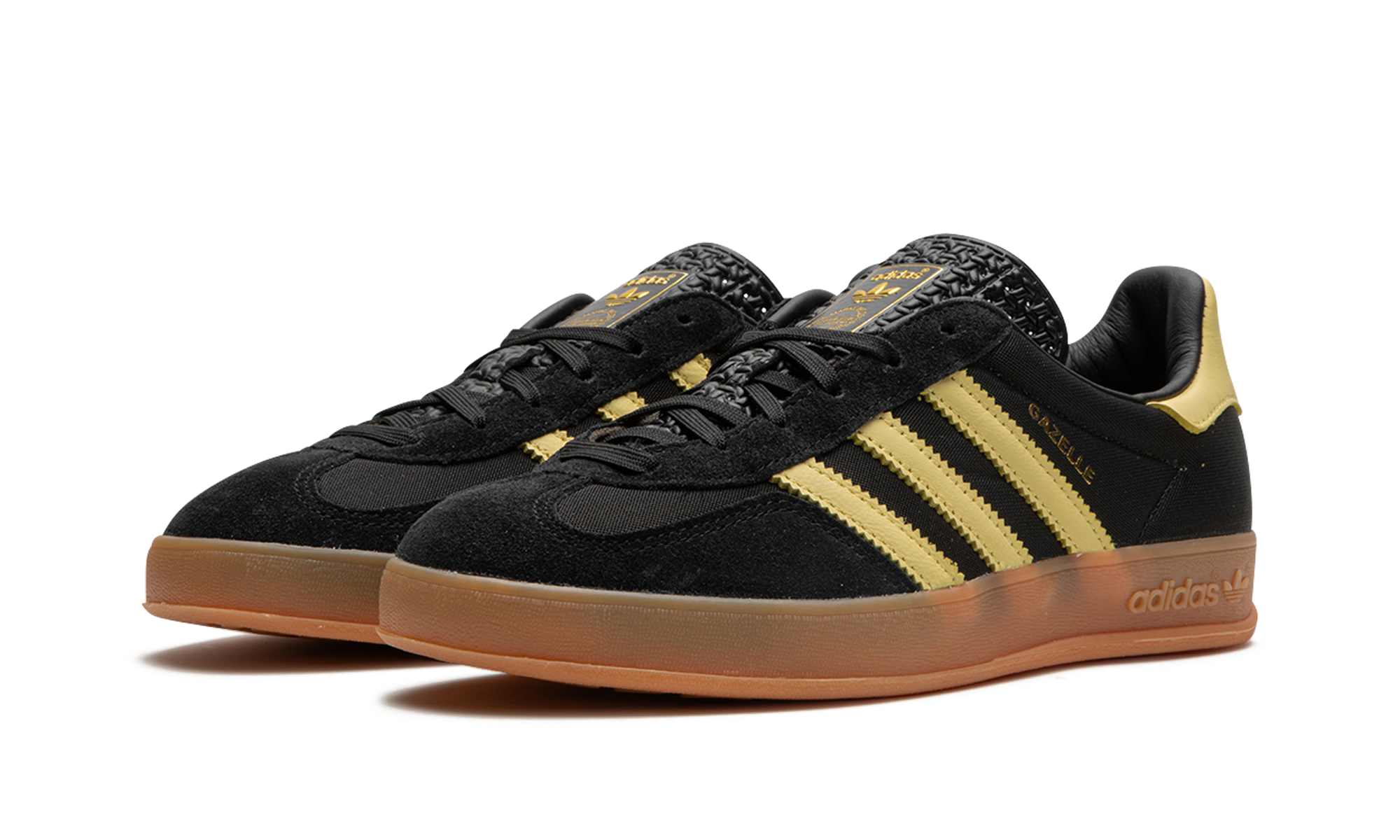 adidas gazelle indoor black almost yellow gum+IG4999+diagnol left view