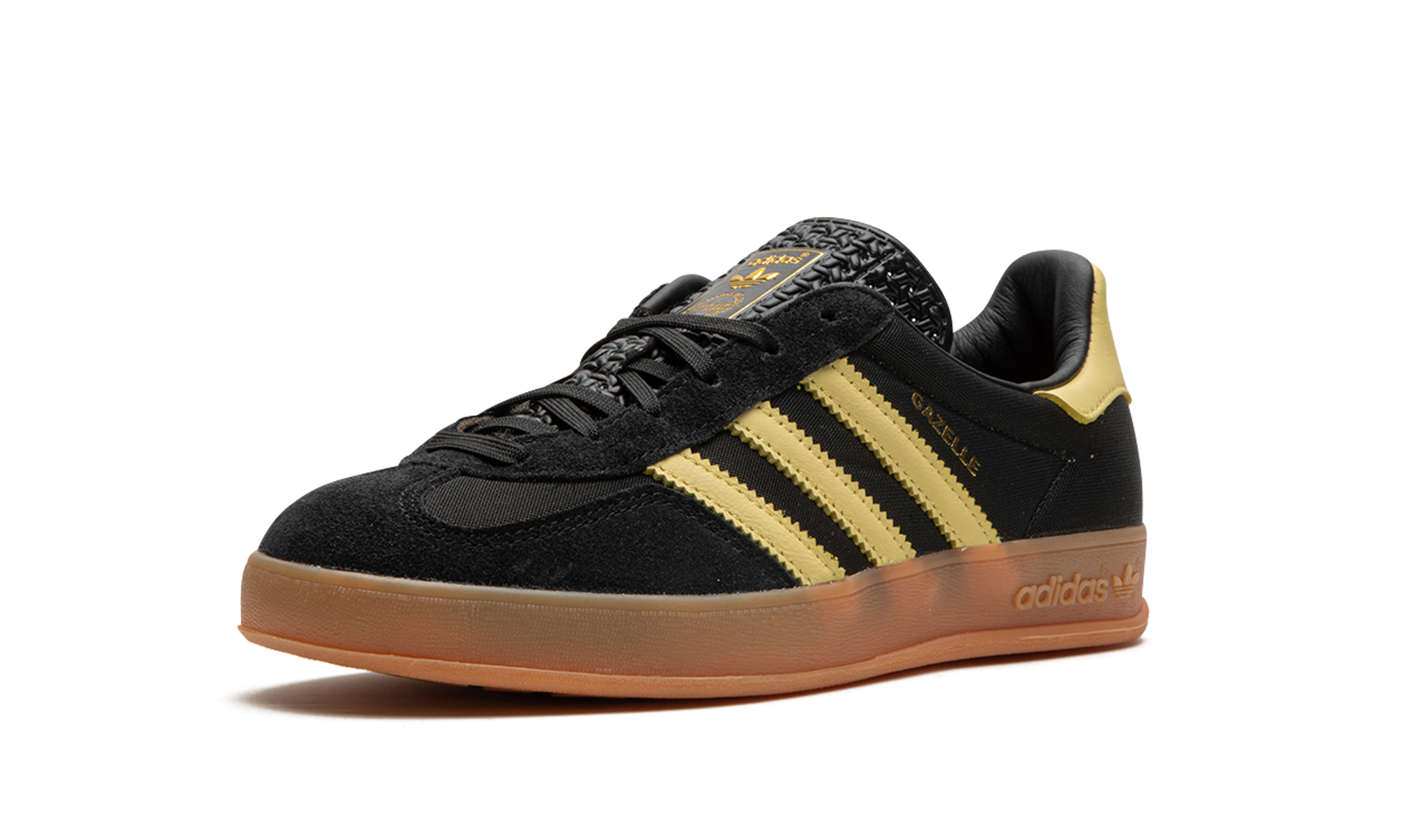 adidas gazelle indoor black almost yellow gum+IG4999+left diagnol single view