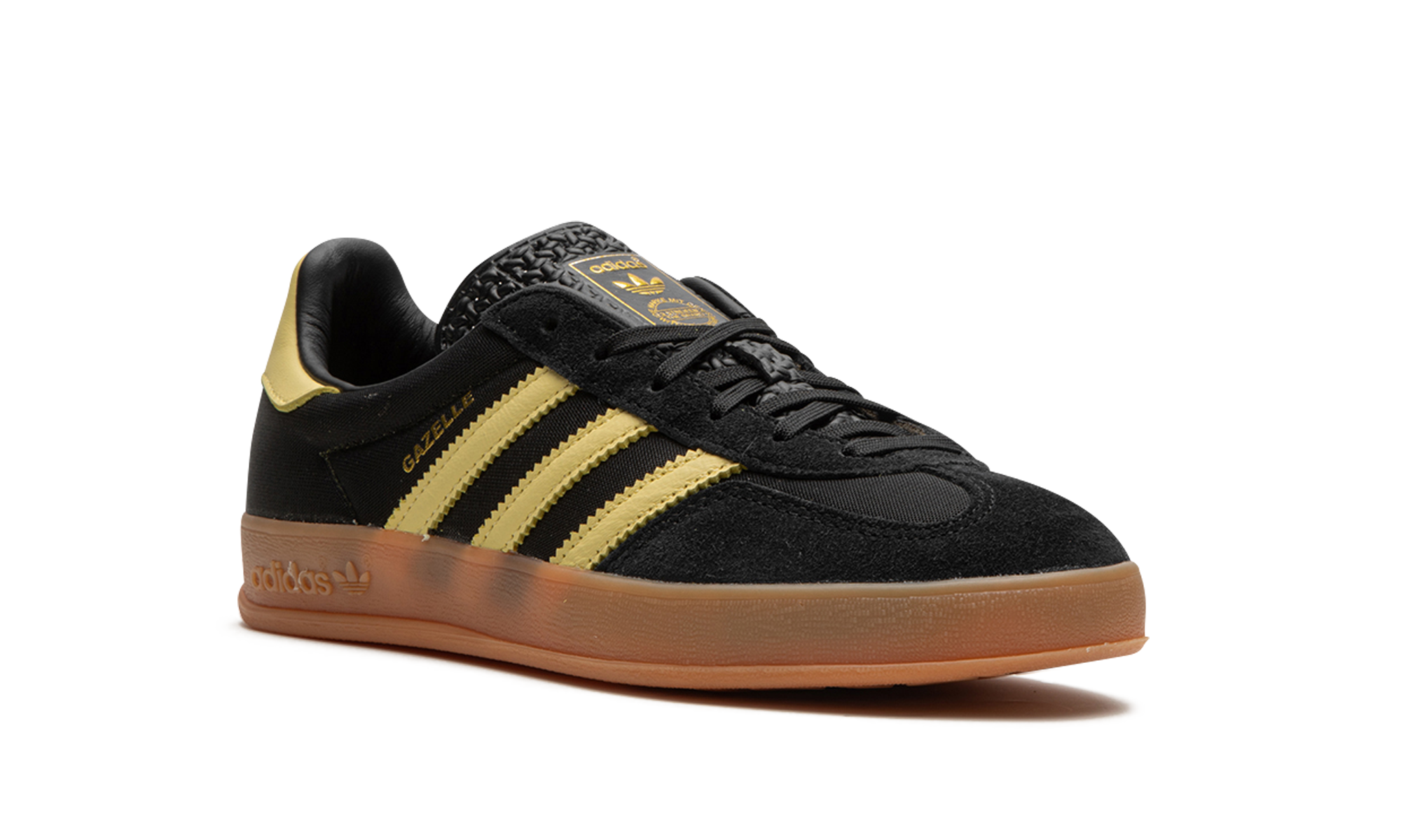 adidas gazelle indoor black almost yellow gum+IG4999+diagnol right view