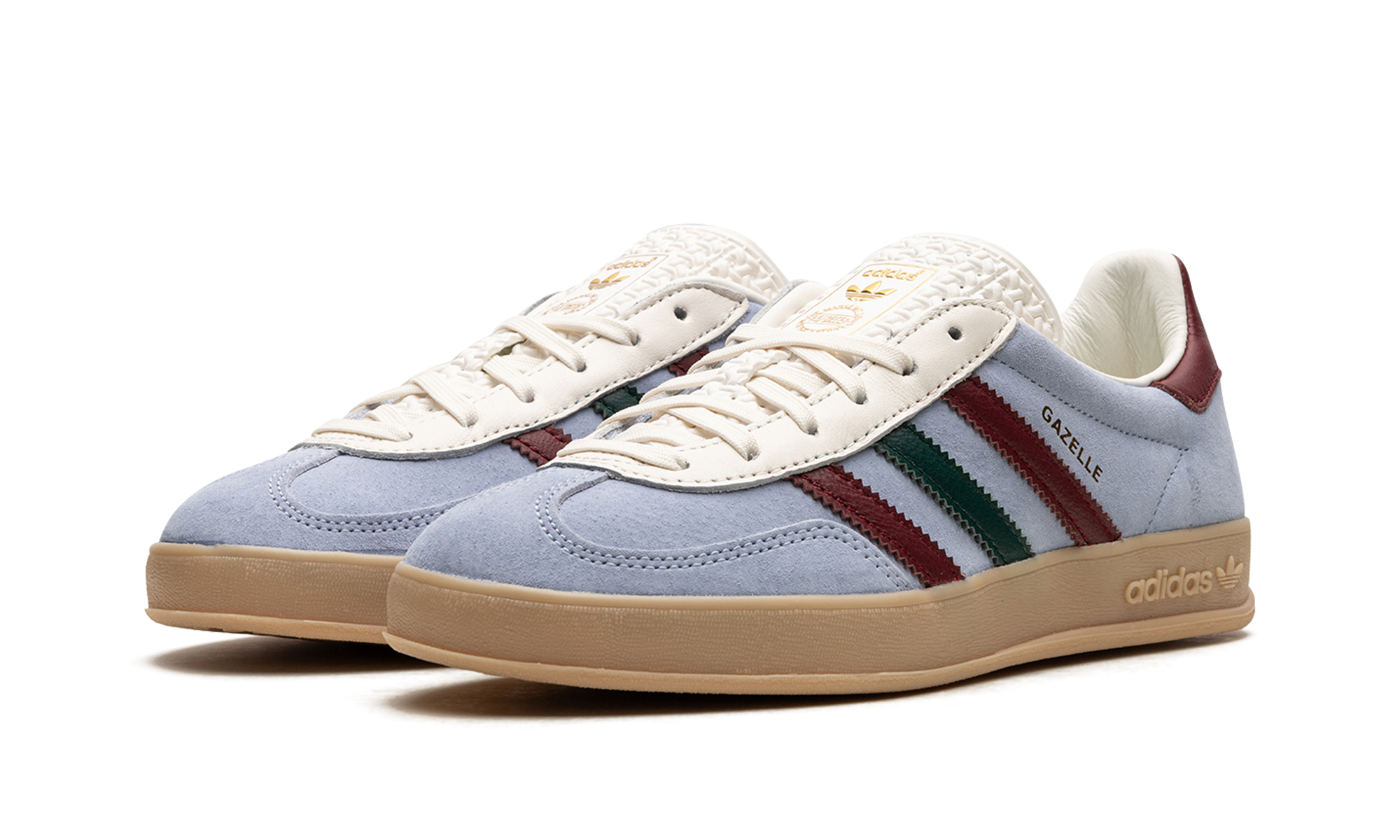 adidas gazelle indoor blue dawn collegiate burgundy+IG4994+diagnol left view