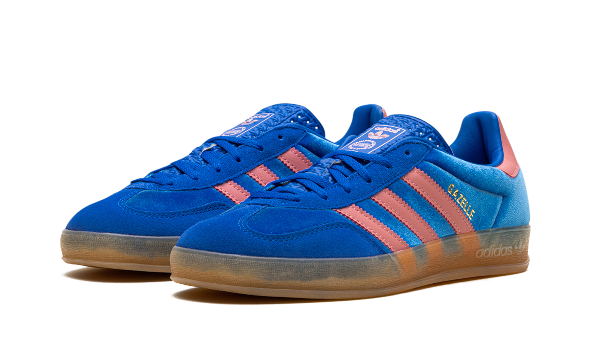 adidas gazelle indoor blue semi pink spark women s+IG6785+diagnol left view
