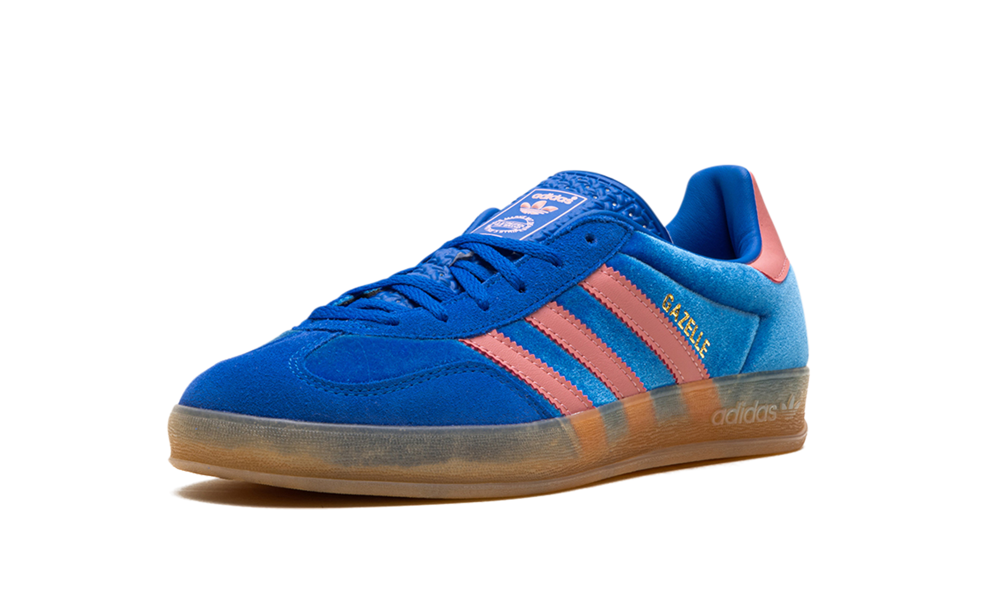 adidas gazelle indoor blue semi pink spark women s+IG6785+left diagnol single view
