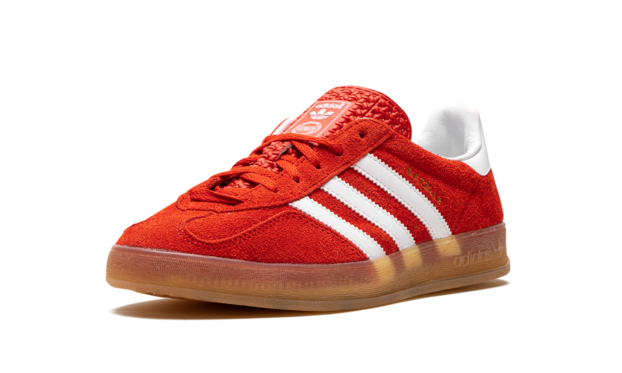 adidas gazelle indoor bold orange women s+HQ8718+left diagnol single view