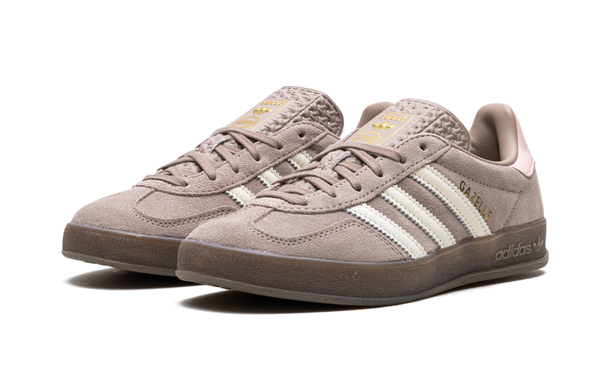 adidas gazelle indoor brown pink women s+JH6477+diagnol left view