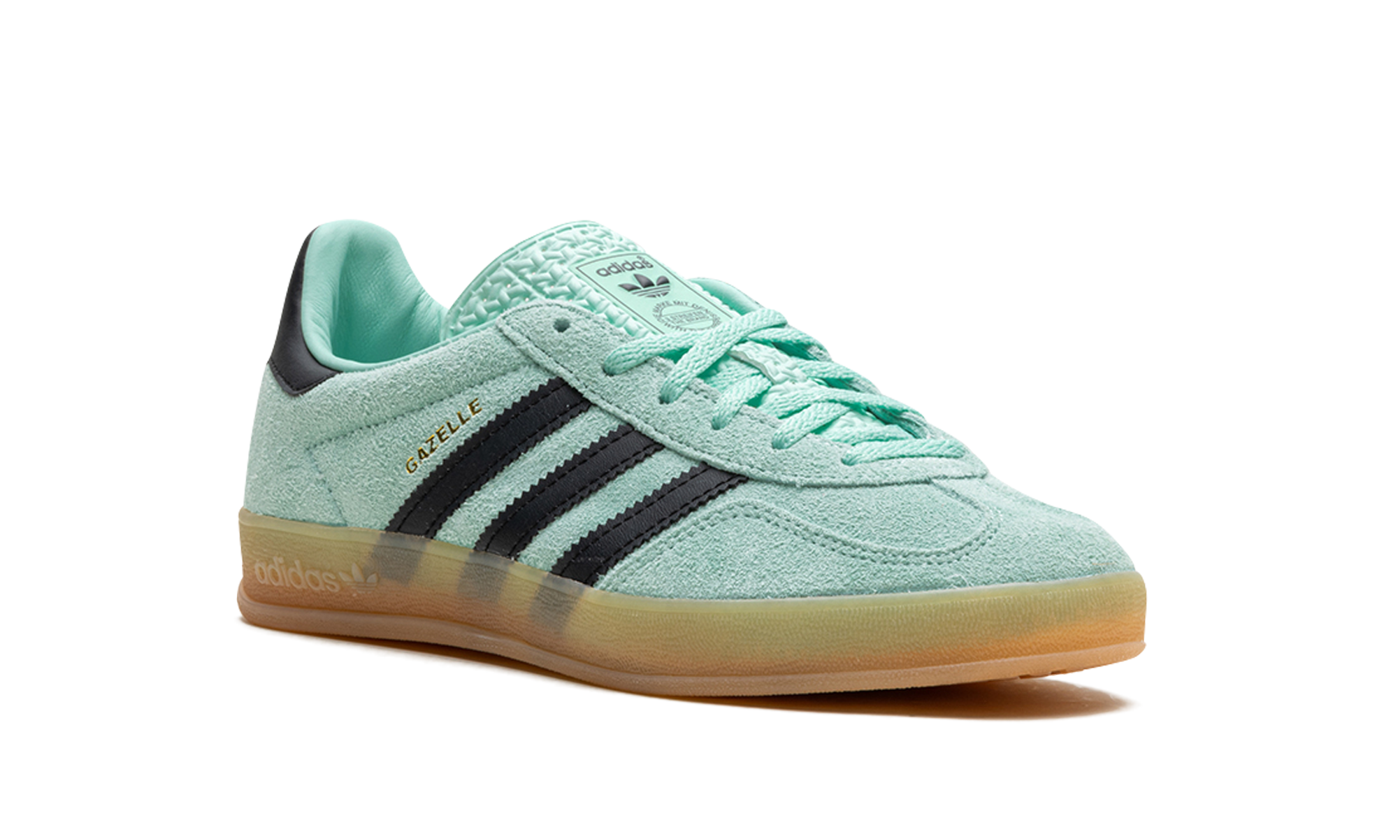 adidas gazelle indoor clear mint black gum+IH7488+diagnol right view