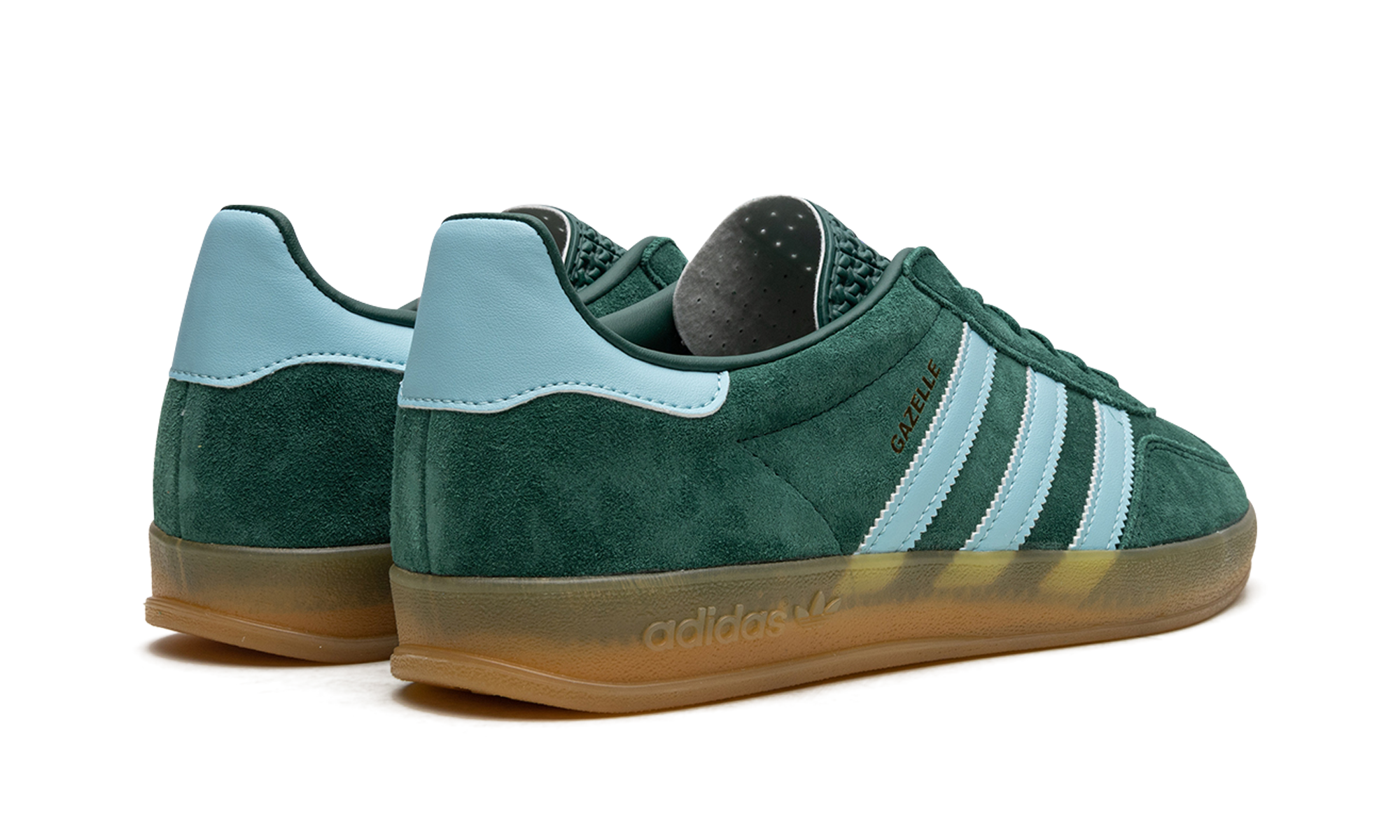 adidas gazelle indoor collegiate green+IG9979+diagnol right behind view
