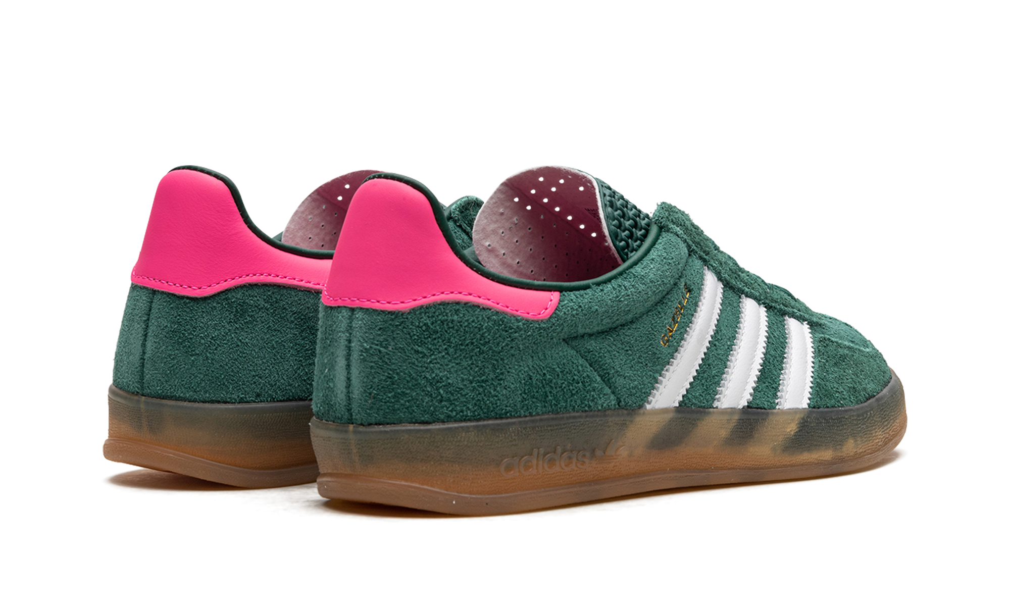 adidas gazelle indoor collegiate green lucid pink women s+IG5929+diagnol right behind view