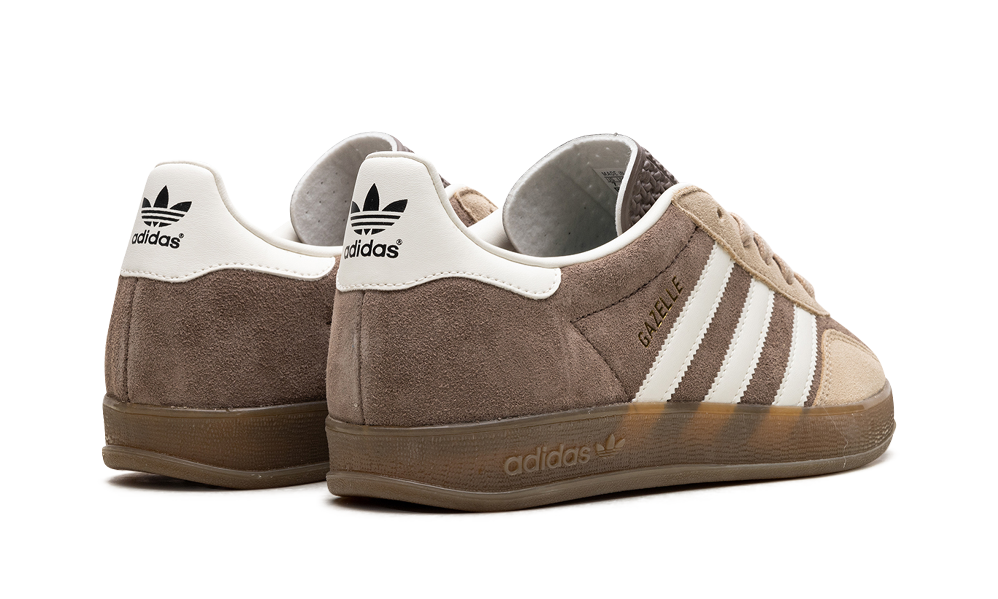 adidas gazelle indoor earth strata magic beige+IF9646+diagnol right behind view