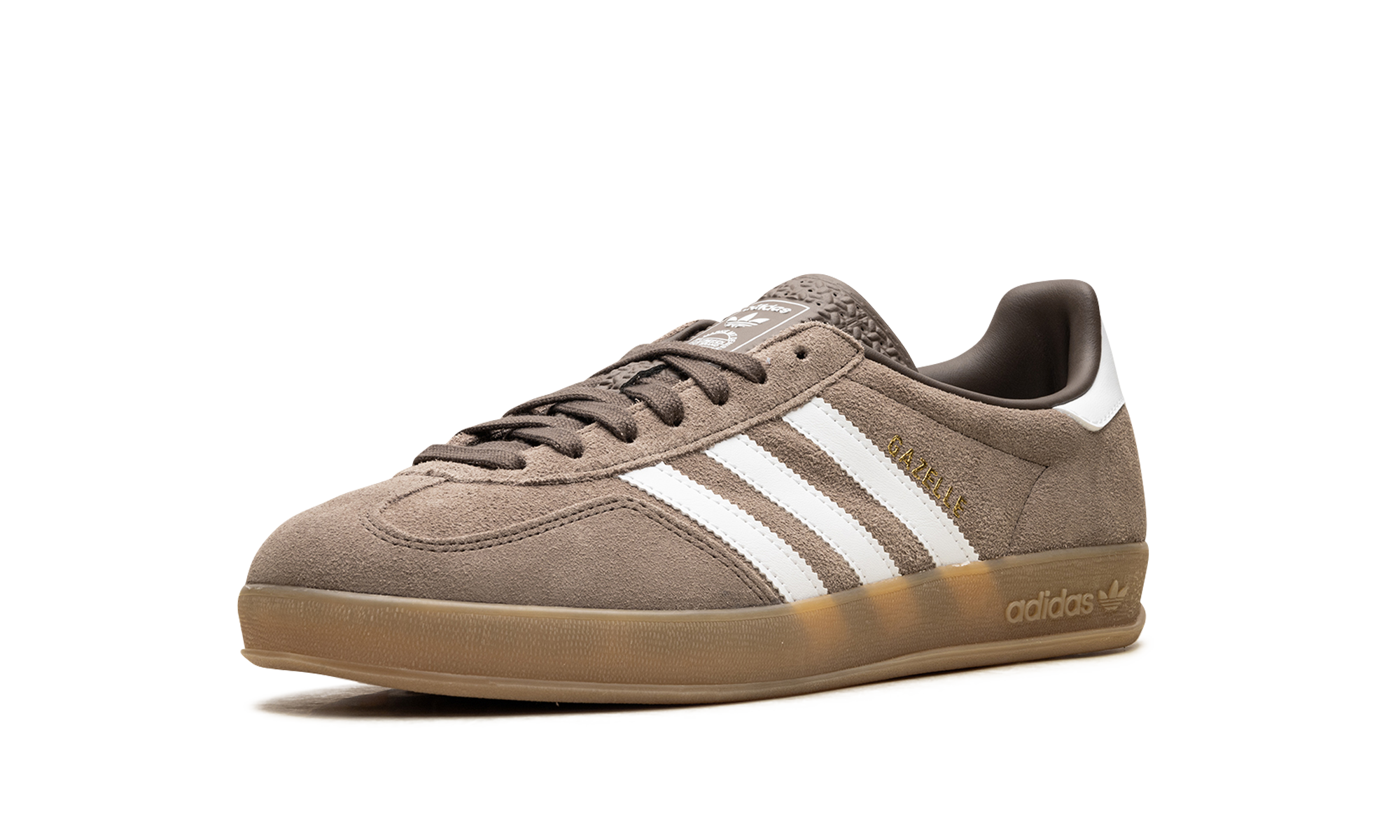 adidas gazelle indoor earth strata white gold metallic+JQ0175+left diagnol single view