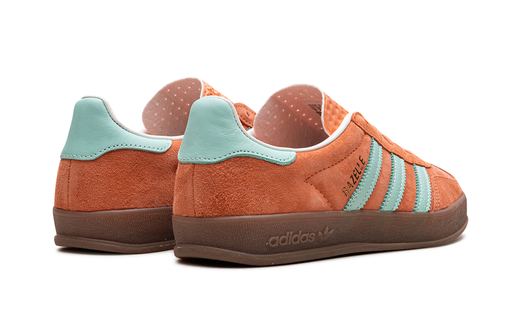adidas gazelle indoor easy orange+IH7499+diagnol right behind view