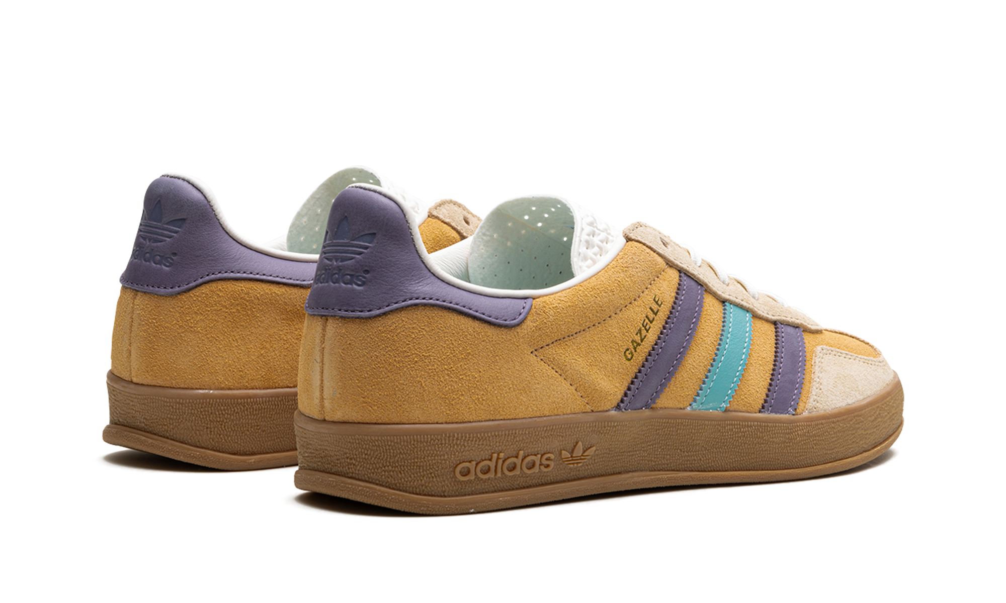 adidas gazelle indoor glow orange shadow violet+IG1636+diagnol right behind view