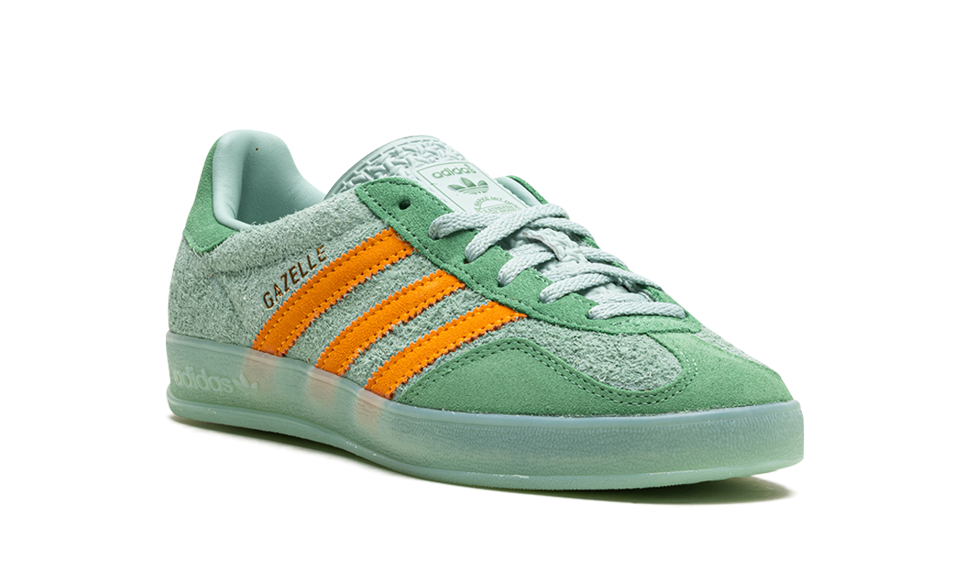 adidas gazelle indoor hazy green crew yellow women s+IG6783+diagnol right view