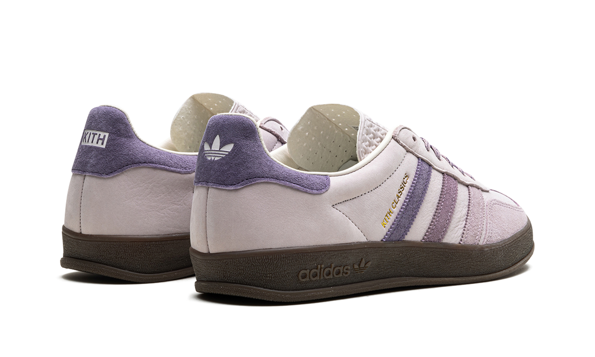 adidas gazelle indoor kith classics ash purple+IH0120+diagnol right behind view