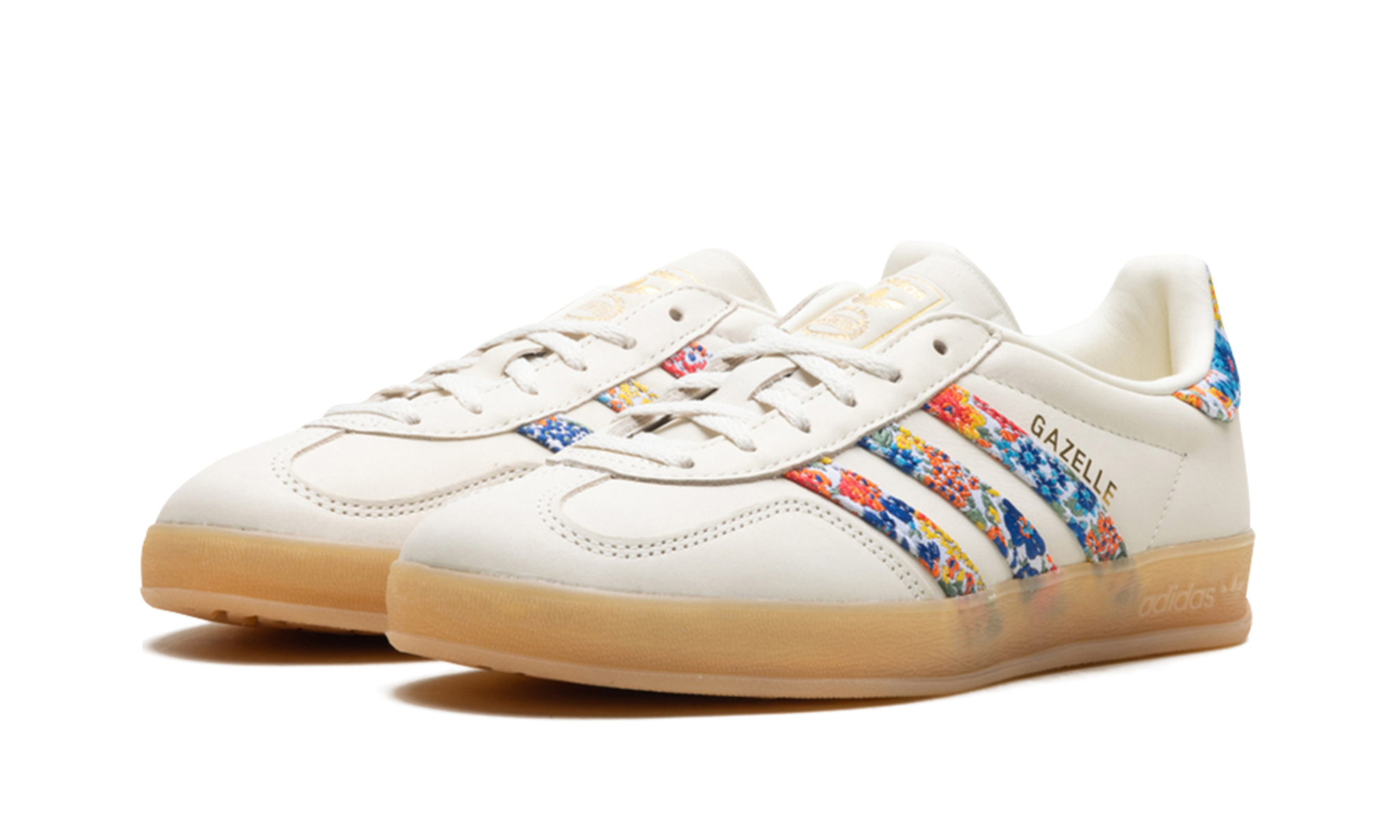 adidas gazelle indoor liberty london floral embroidery stripes women s+JH7370+diagnol left view