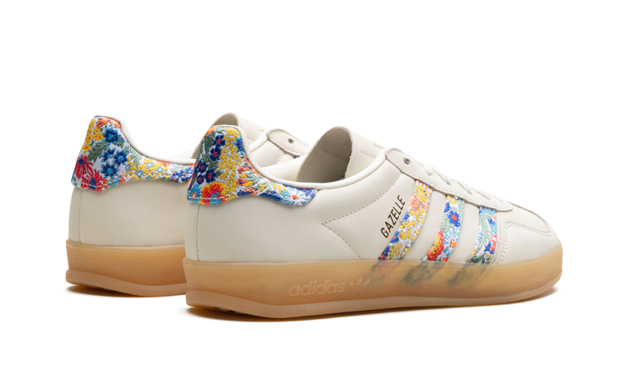 adidas gazelle indoor liberty london floral embroidery stripes women s+JH7370+diagnol right behind view