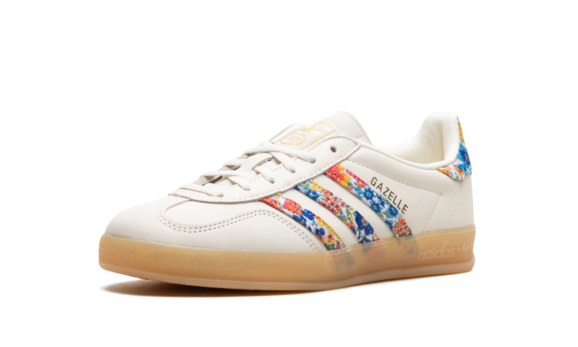 adidas gazelle indoor liberty london floral embroidery stripes women s+JH7370+left diagnol single view