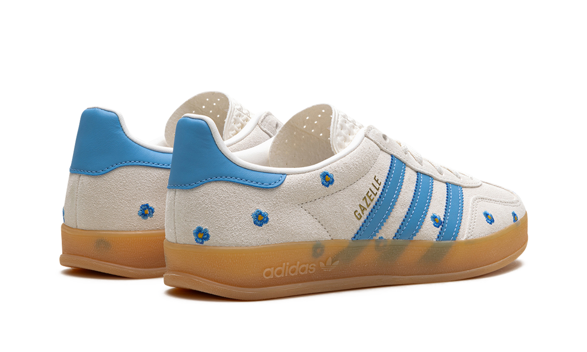 adidas gazelle indoor light blue floral women s+IF4491+diagnol right behind view