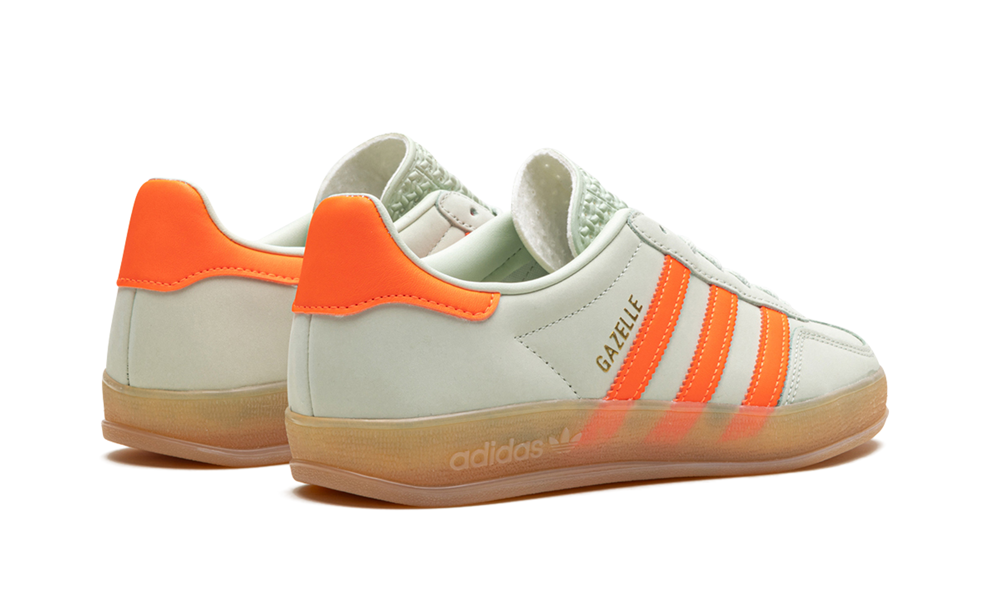 adidas gazelle indoor linen green solar orange women s+IF6982+diagnol left view