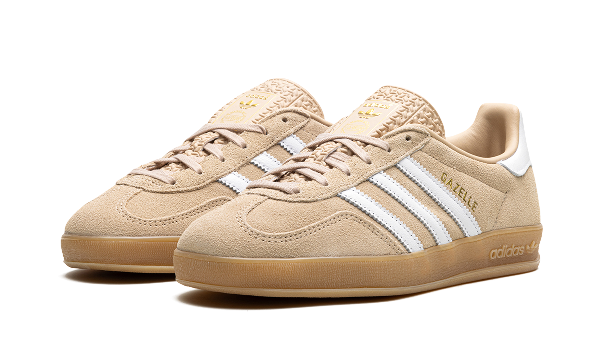 adidas gazelle indoor magic beige women s+IH5482+diagnol left view