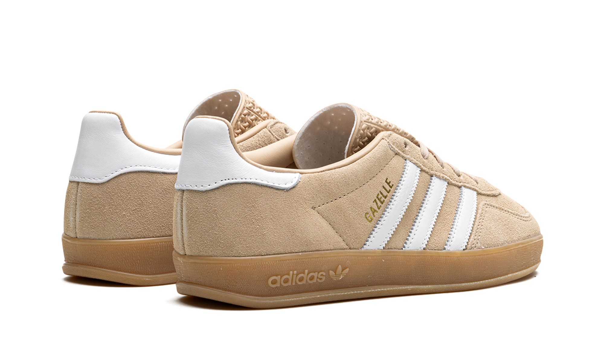 adidas gazelle indoor magic beige women s+IH5482+diagnol right behind view