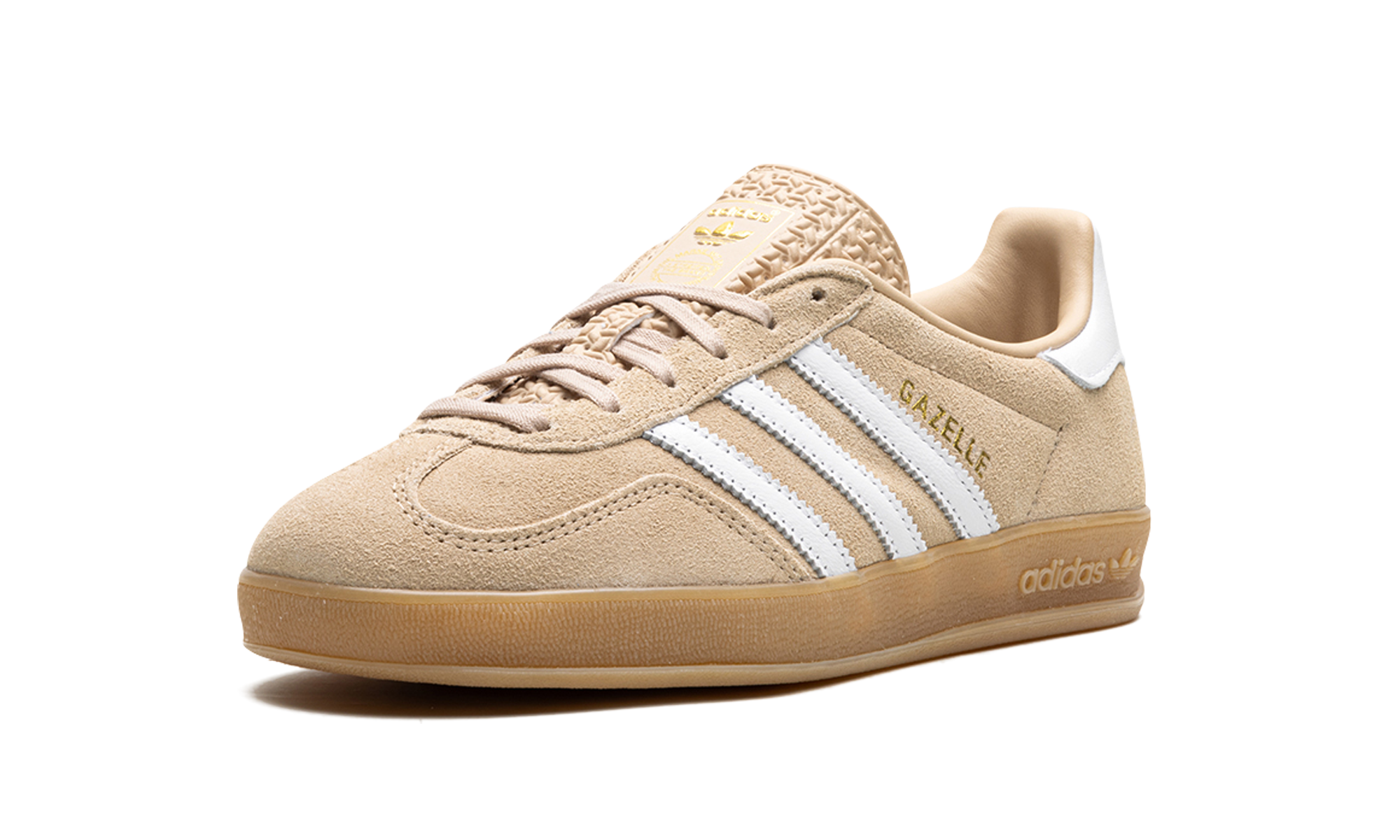 adidas gazelle indoor magic beige women s+IH5482+left diagnol single view
