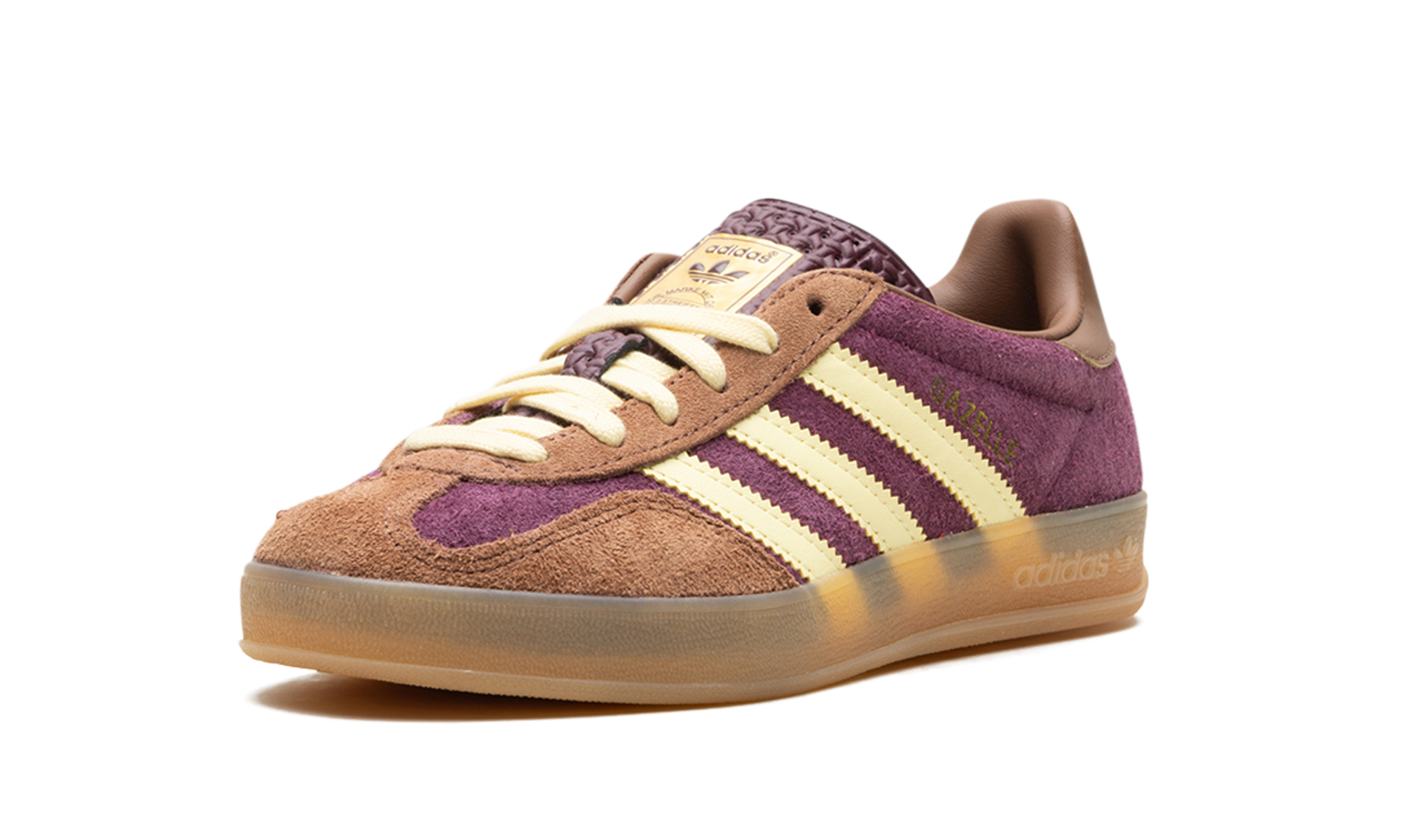 adidas gazelle indoor maroon almost yellow+JI0324+left diagnol single view