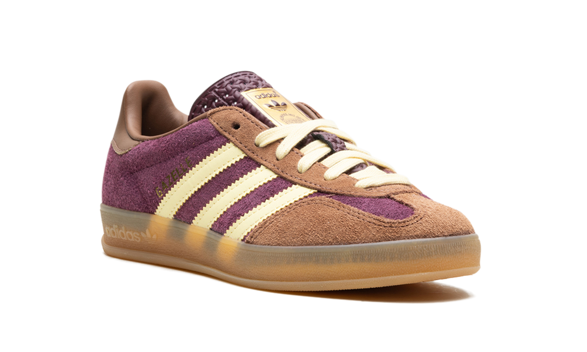 adidas gazelle indoor maroon almost yellow+JI0324+diagnol right view