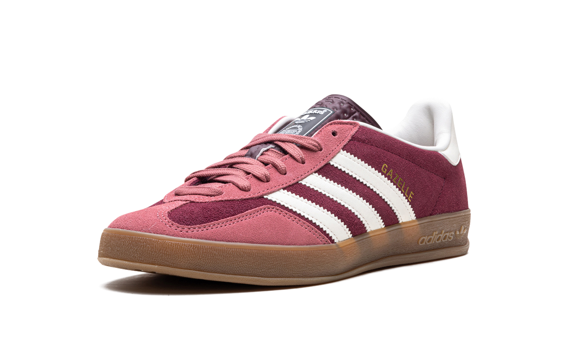 adidas gazelle indoor maroon preloved crimson+IF9647+left diagnol single view