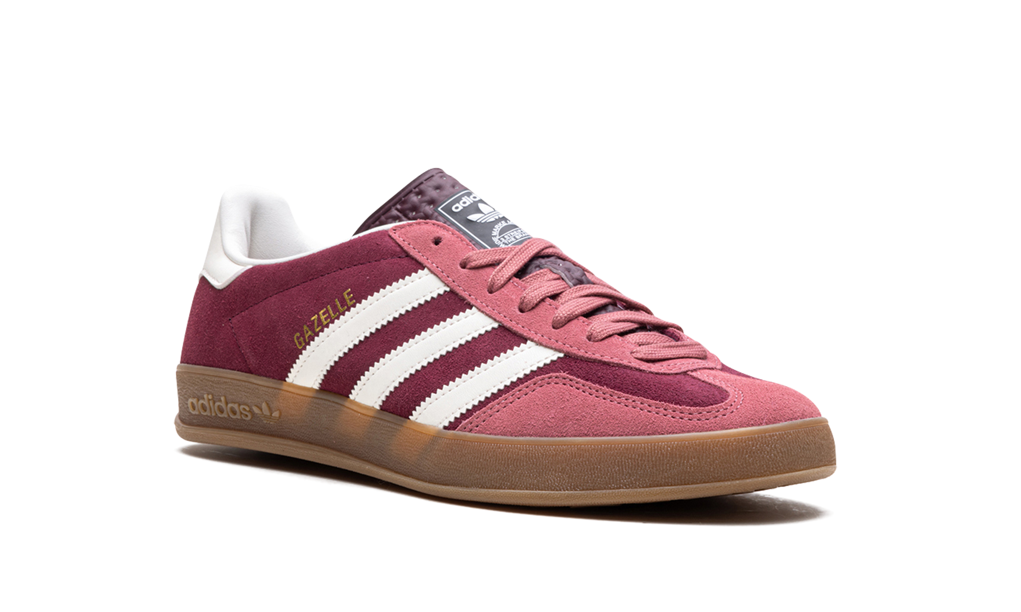 adidas gazelle indoor maroon preloved crimson+IF9647+diagnol right view