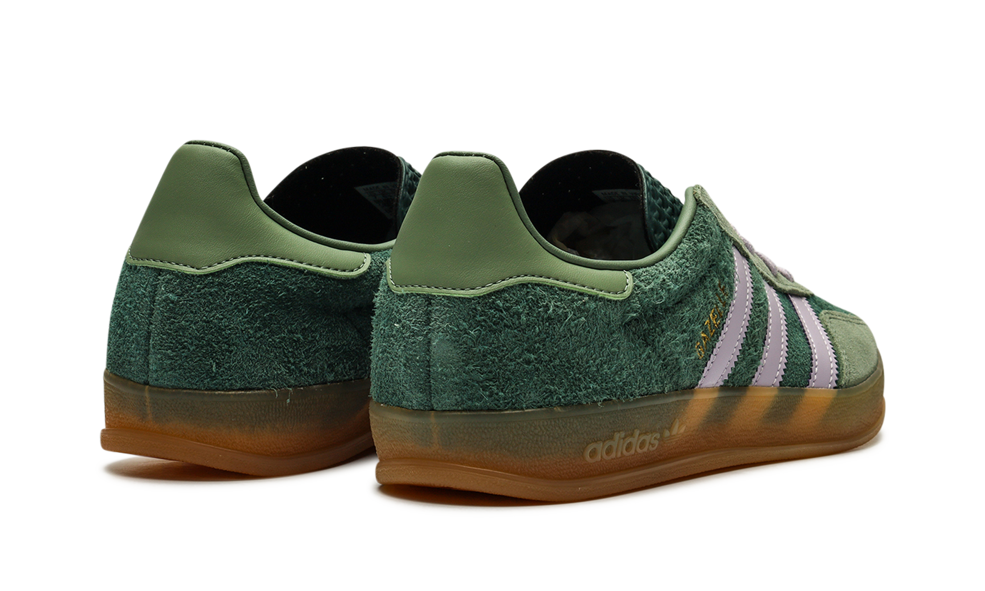 adidas gazelle indoor mineral green silver dawn+JI0323+diagnol right behind view