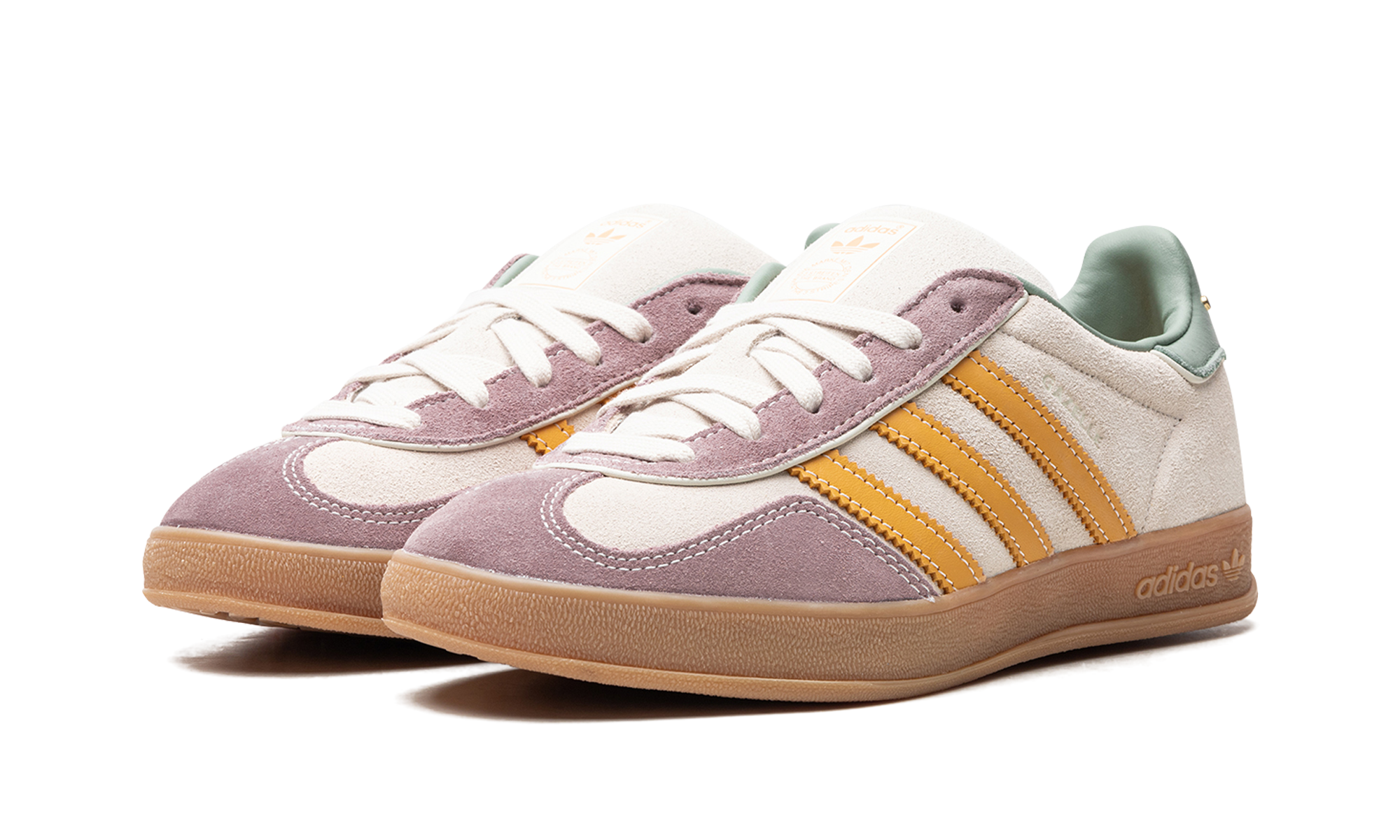 adidas gazelle indoor off white preloved yellow+ID1007+diagnol left view