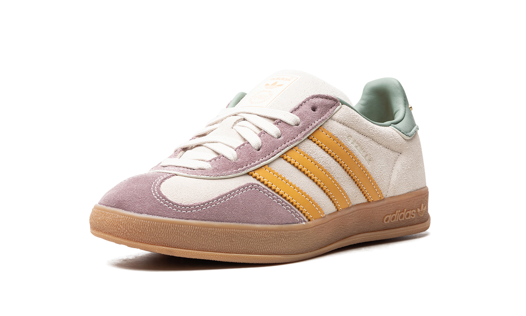 adidas gazelle indoor off white preloved yellow+ID1007+left diagnol single view