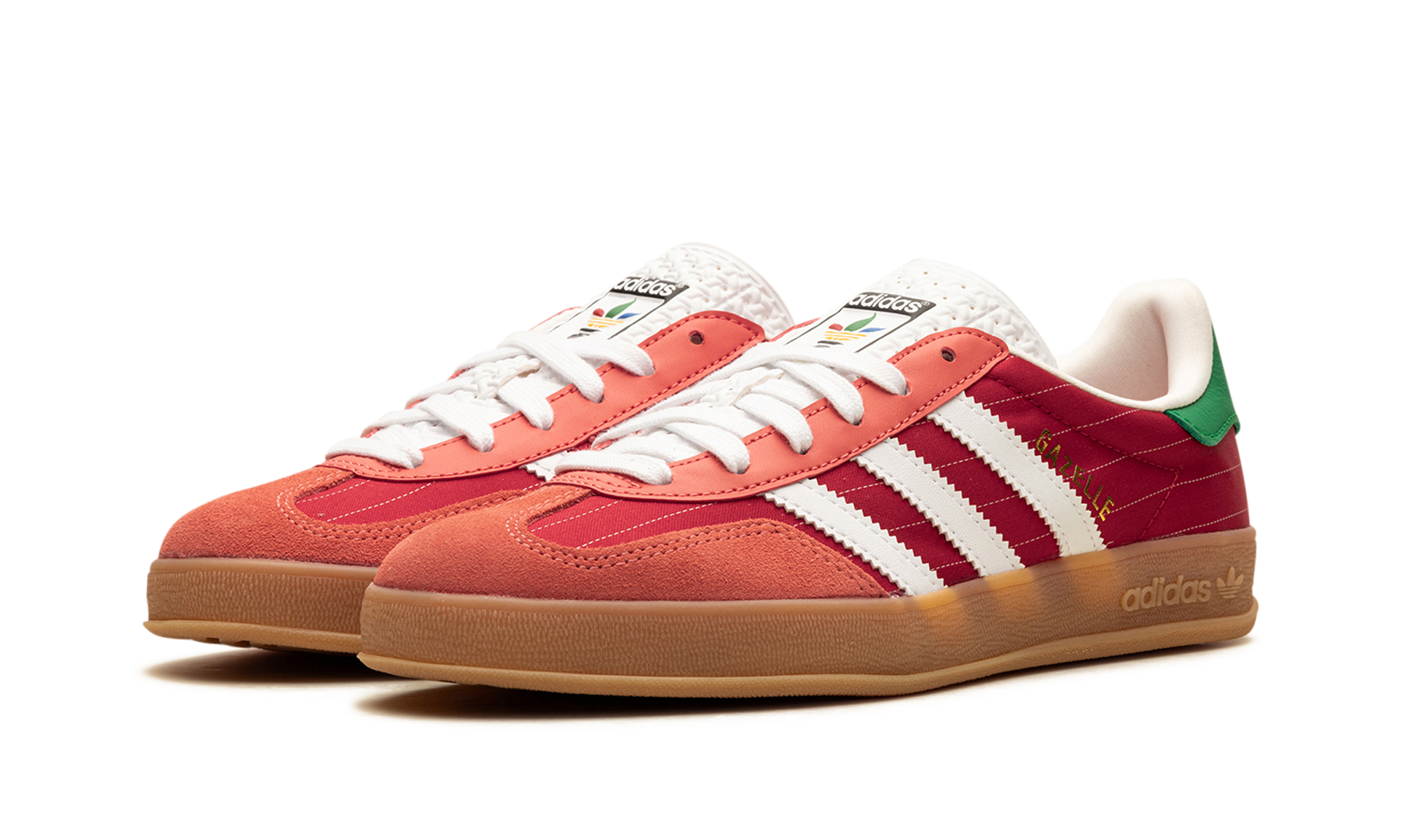 adidas gazelle indoor olympic pack better scarlet+IF9641+diagnol left view