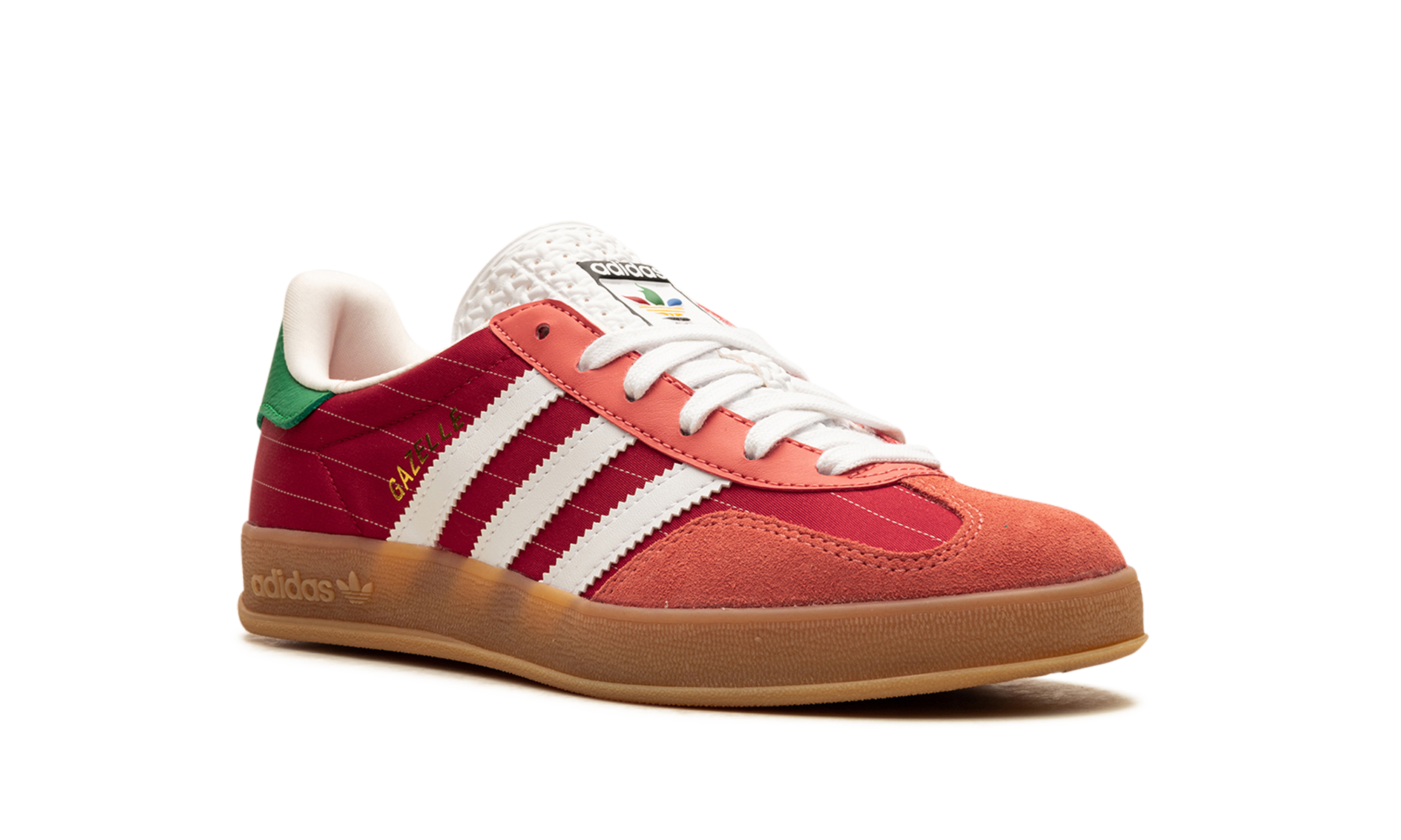 adidas gazelle indoor olympic pack better scarlet+IF9641+diagnol right view
