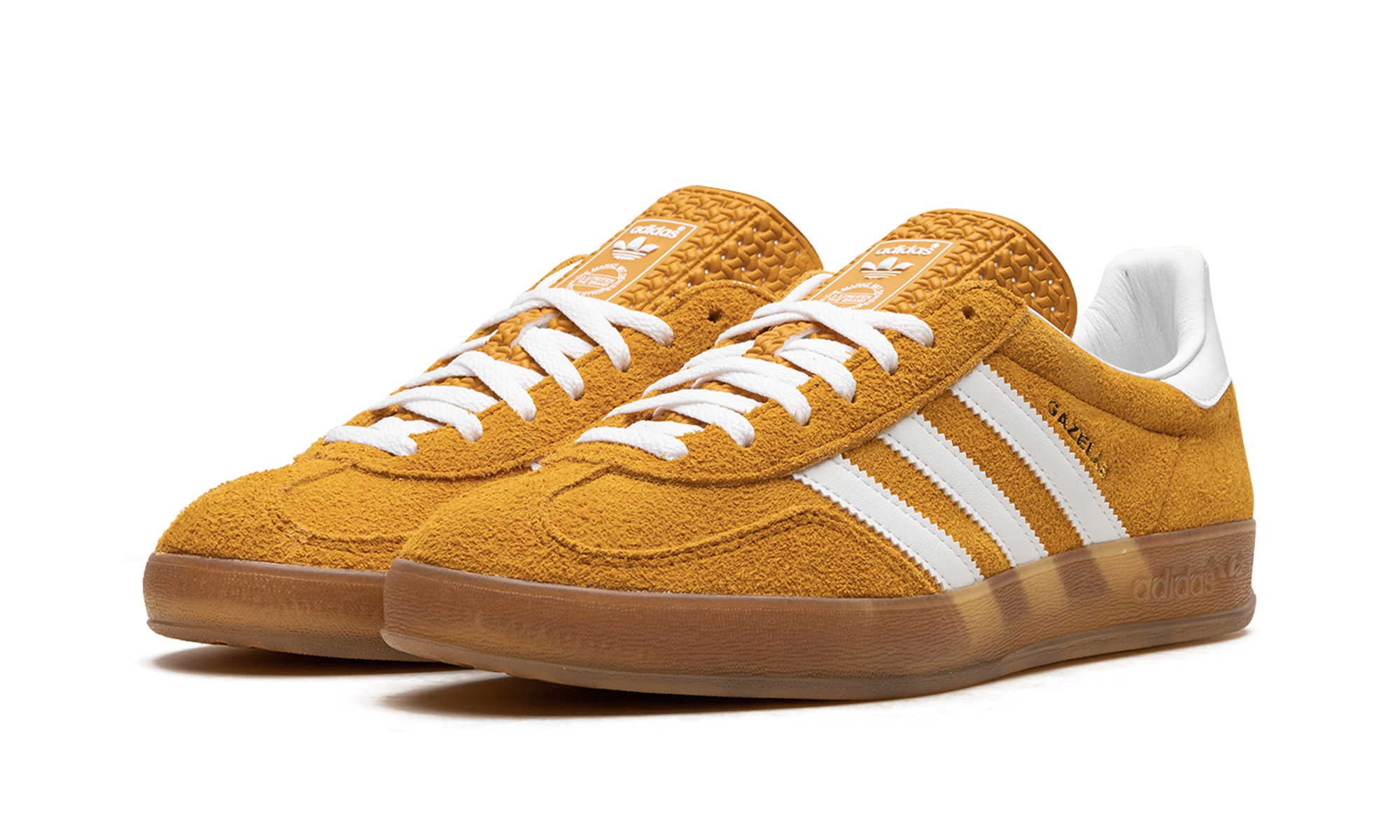 adidas gazelle indoor orange peel white women s+HQ8716+diagnol left view