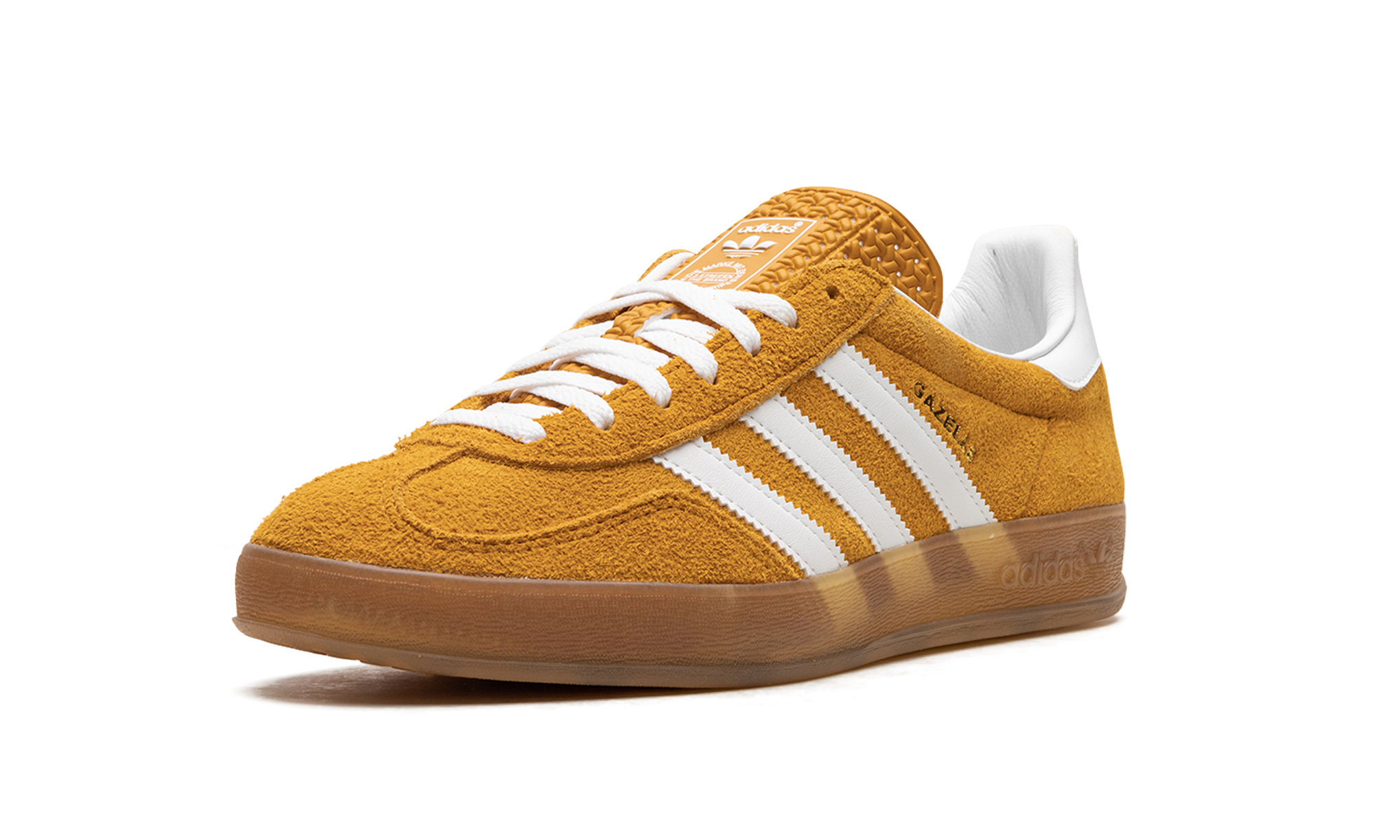 adidas gazelle indoor orange peel white women s+HQ8716+left diagnol single view