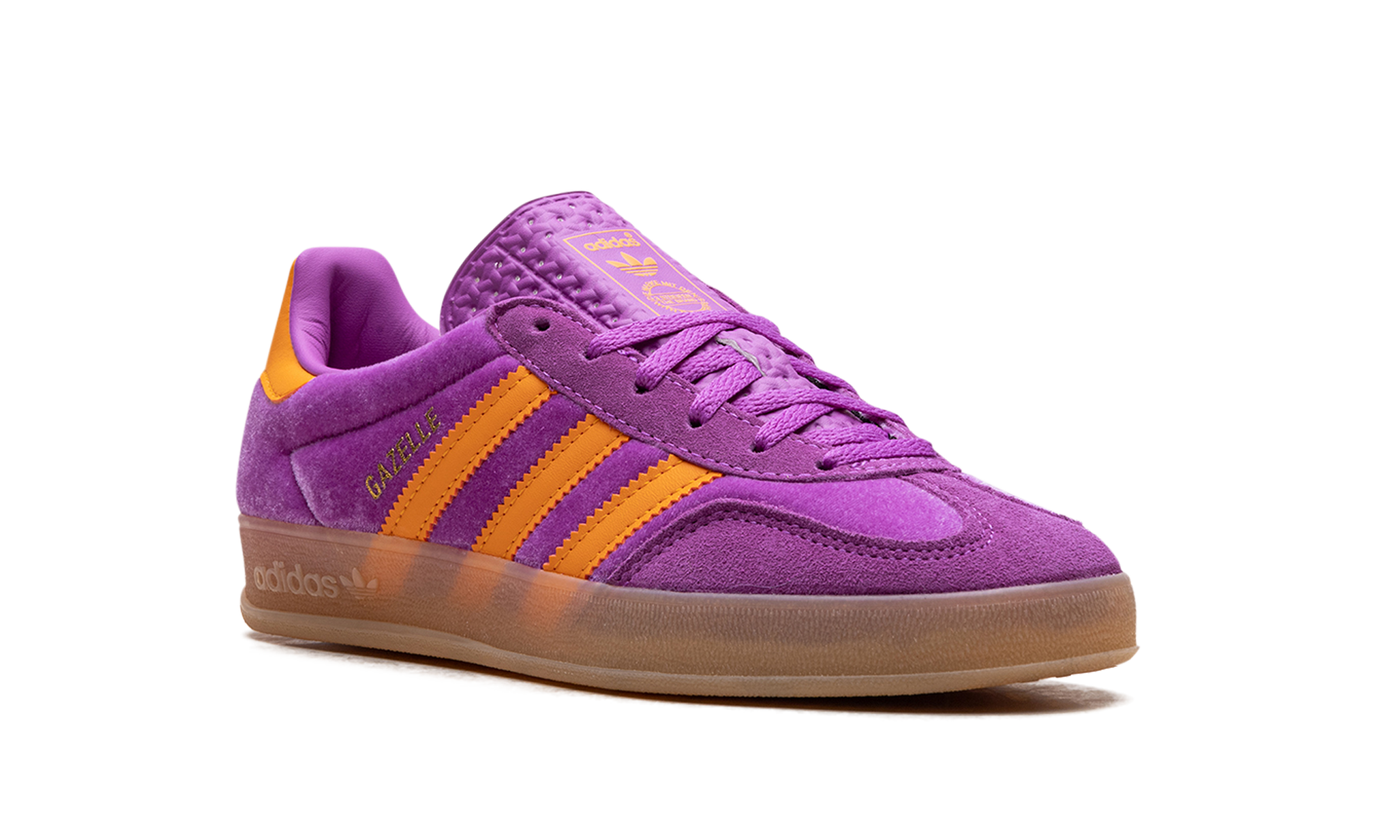 adidas gazelle indoor purple burst velvet women s+IH0277+diagnol right view