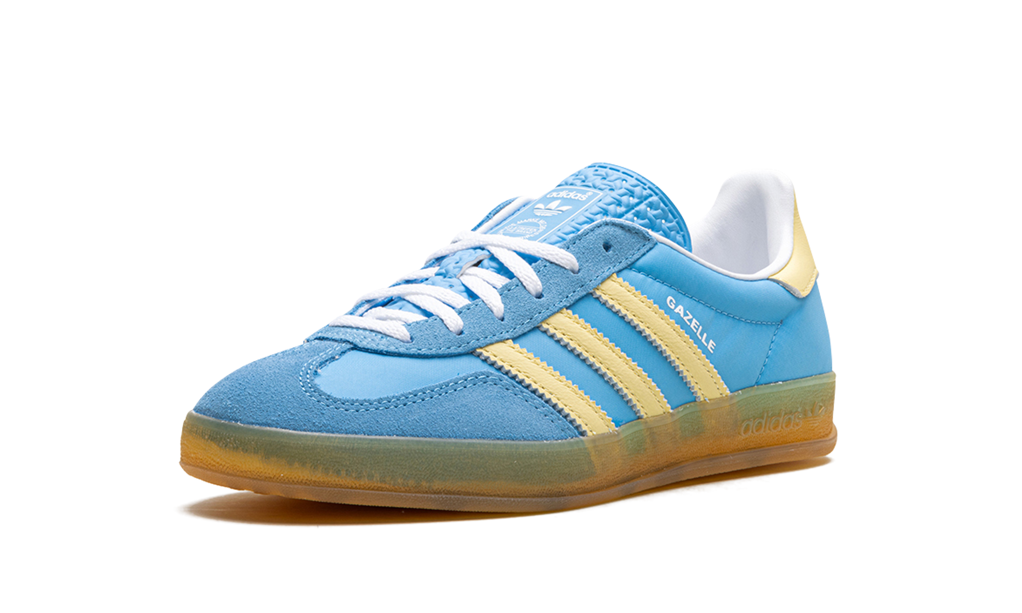 adidas gazelle indoor semi blue burst almost yellow women s+IE2960+left diagnol single view
