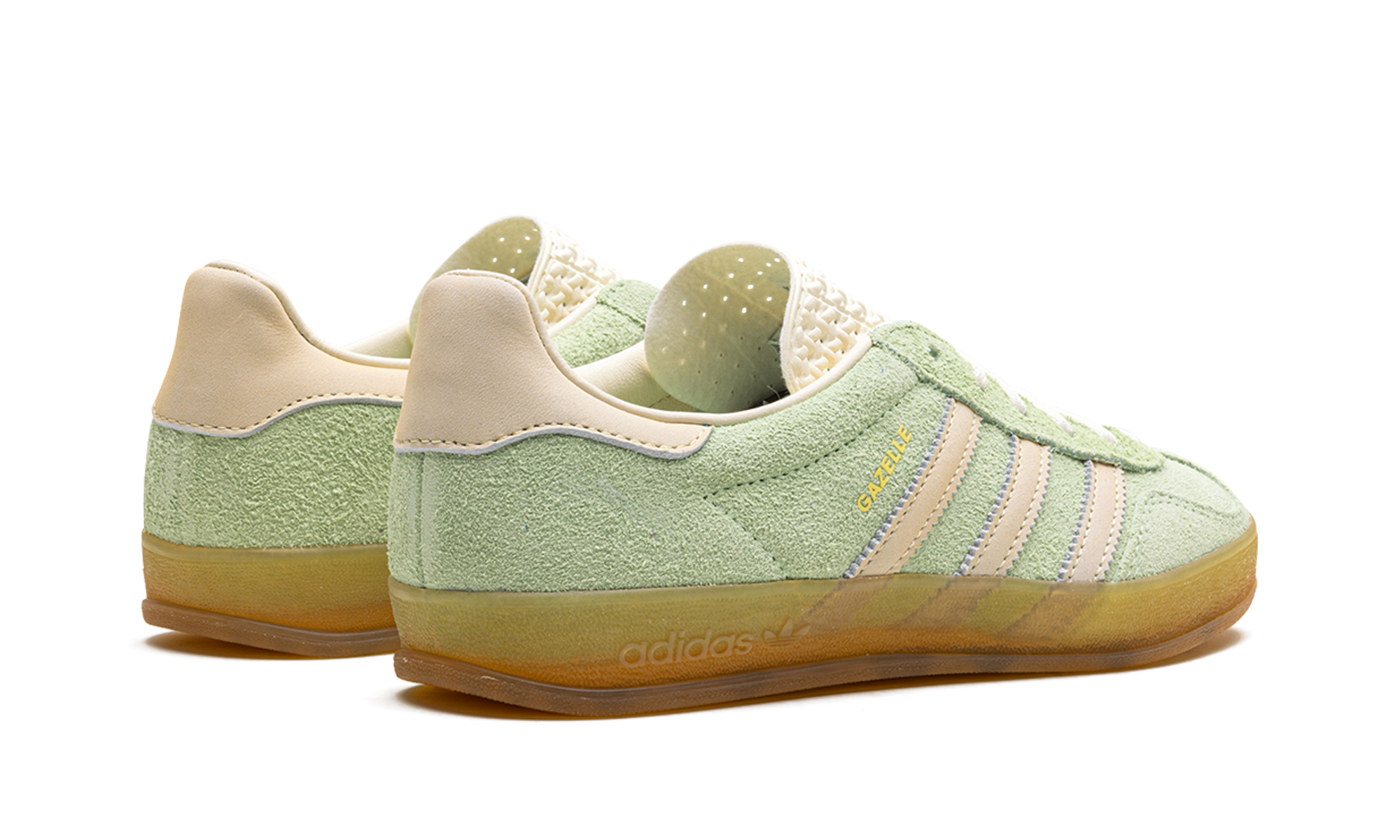 adidas gazelle indoor semi green spark women s+IE2948+diagnol right behind view