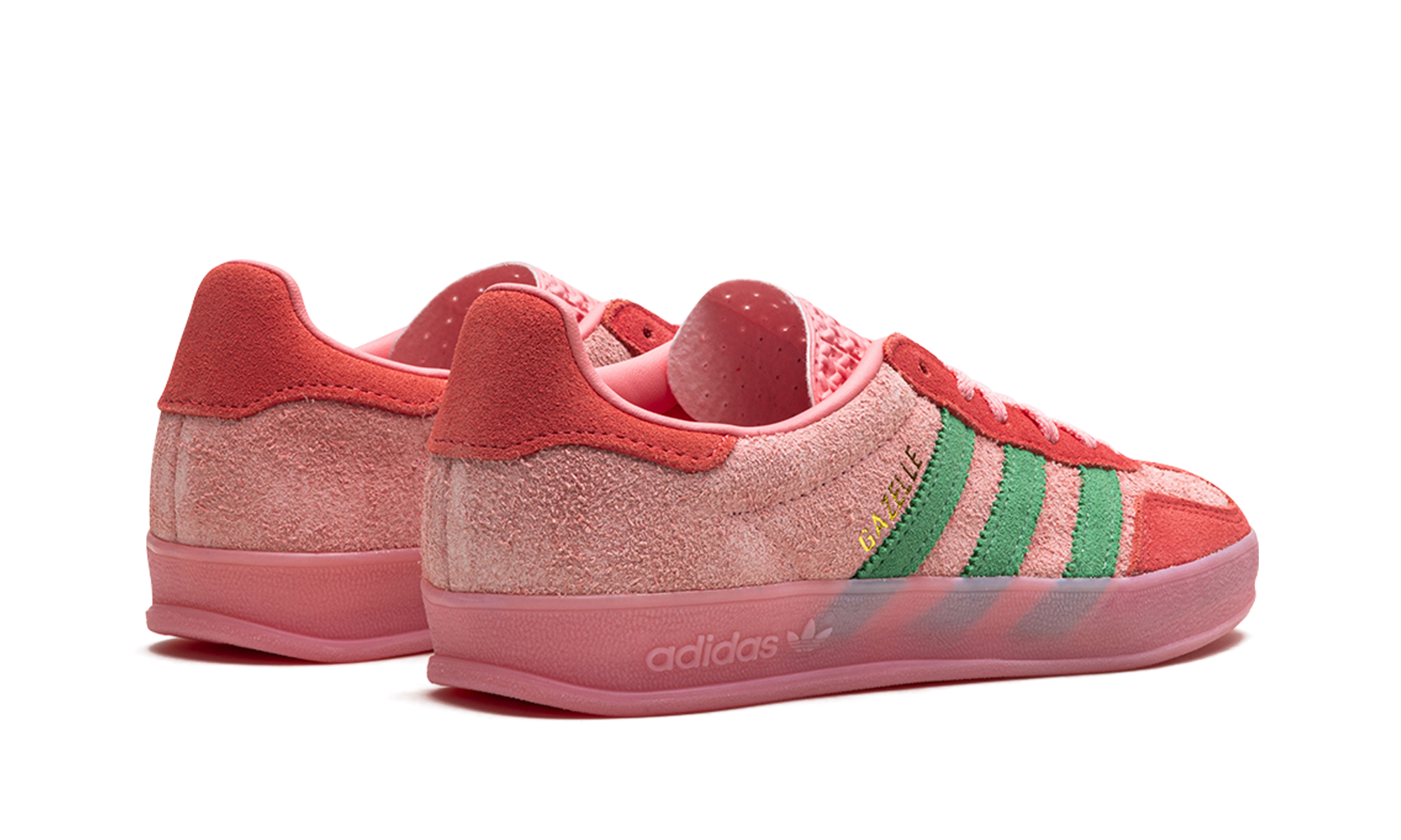 adidas gazelle indoor semi pink spark preloved scarlet women s+IG6782+diagnol right behind view