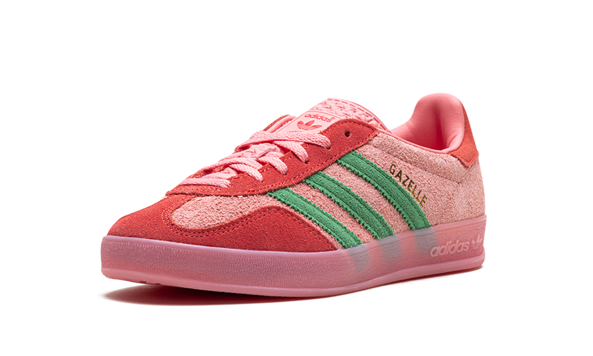 adidas gazelle indoor semi pink spark preloved scarlet women s+IG6782+left diagnol single view