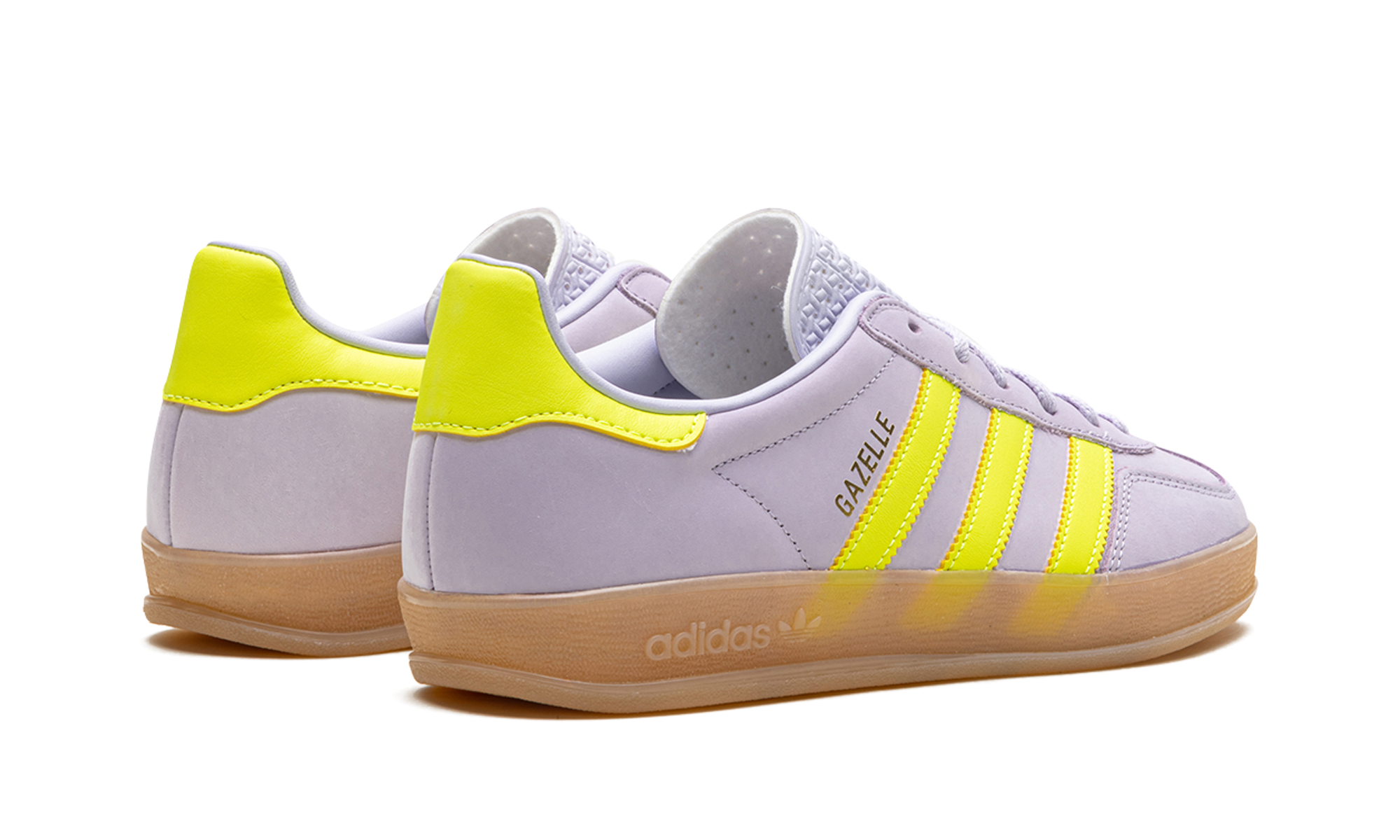 adidas gazelle indoor silver dawn solar yellow women s+IH5492+diagnol right behind view
