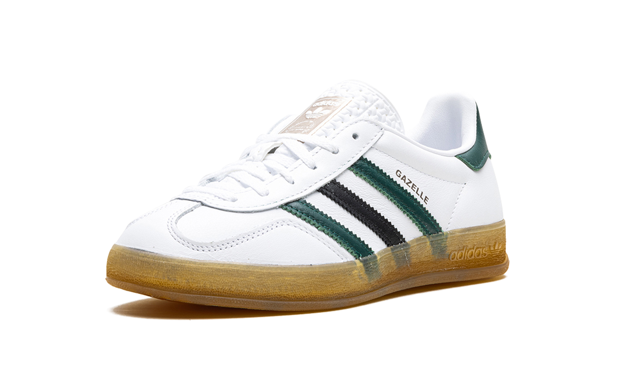 adidas gazelle indoor white collegiate green women s+IE2957+left diagnol single view