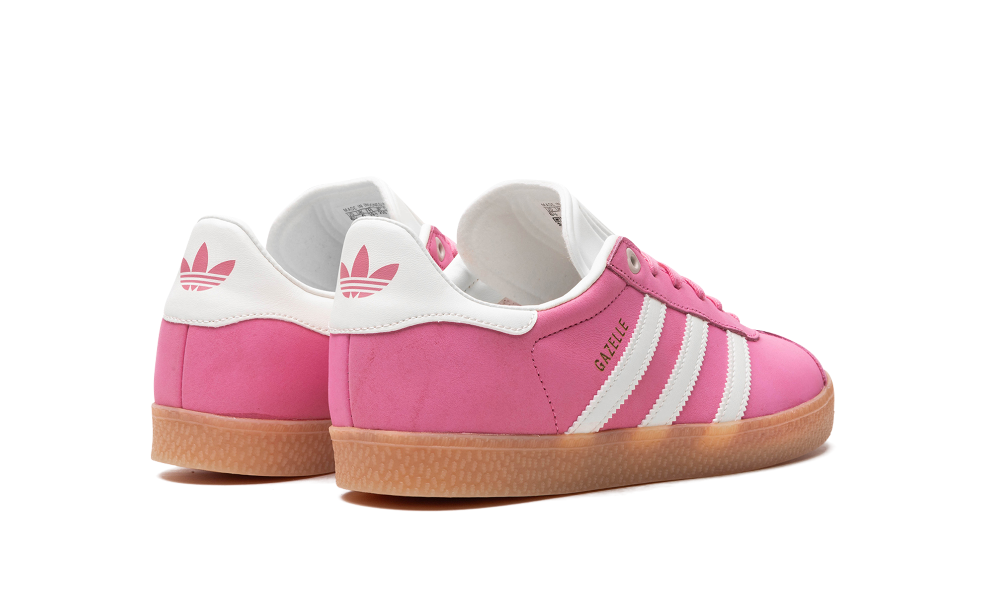adidas gazelle pink fusion gs+ID1107+diagnol right behind view