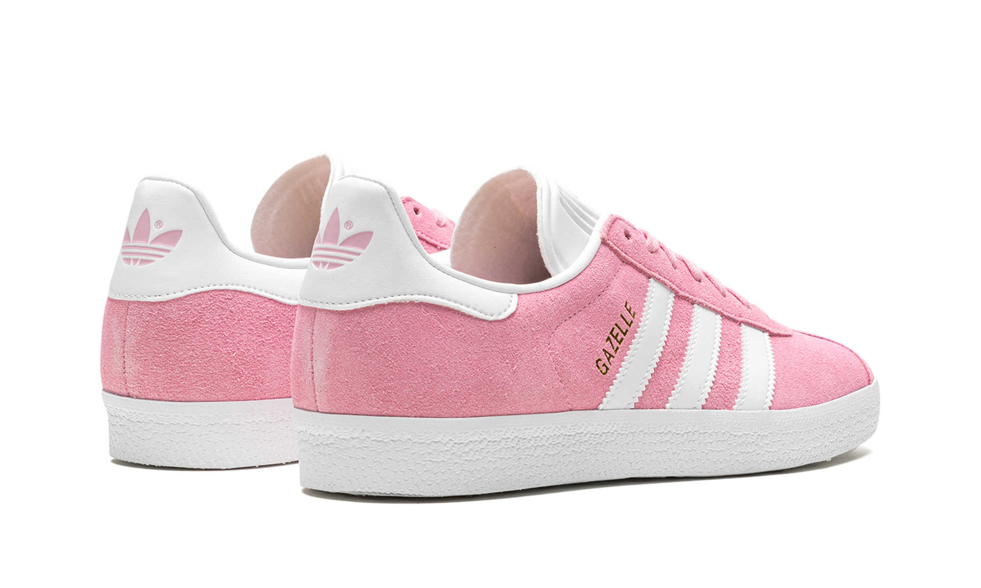 adidas gazelle pink glow cloud white women s+HQ4412+diagnol right behind view