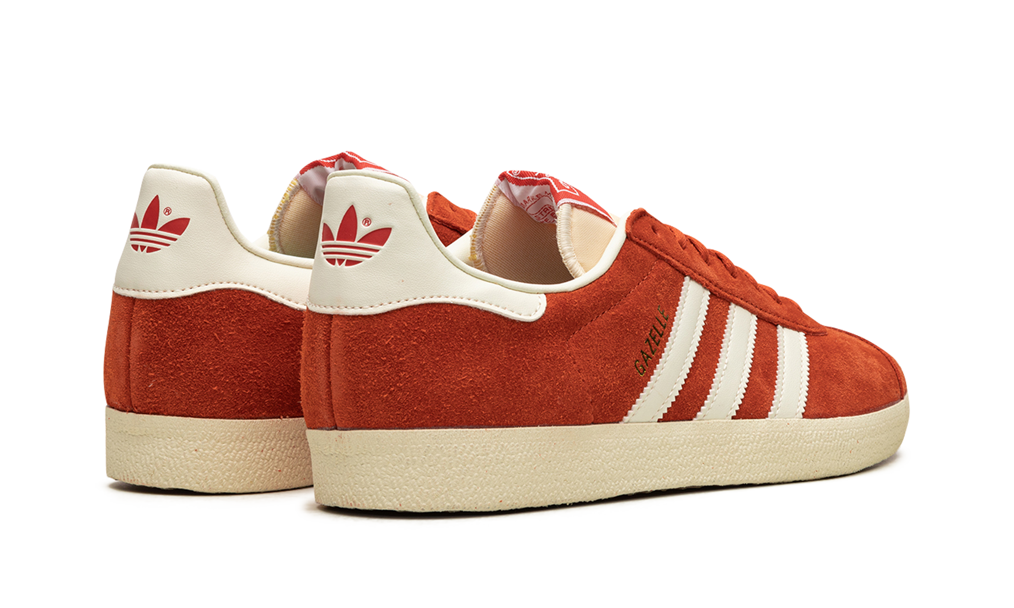 adidas gazelle preloved red off white cream white+GY7339+diagnol right behind view